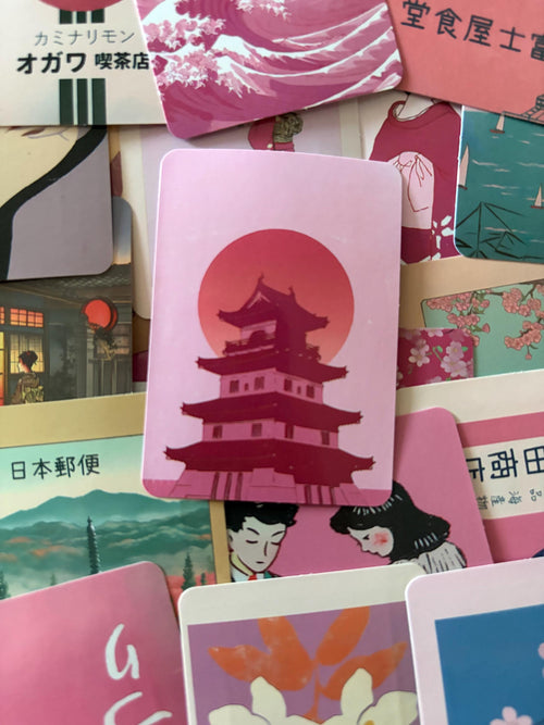 50pcs Japanese Pink Sakura Retro Stickers