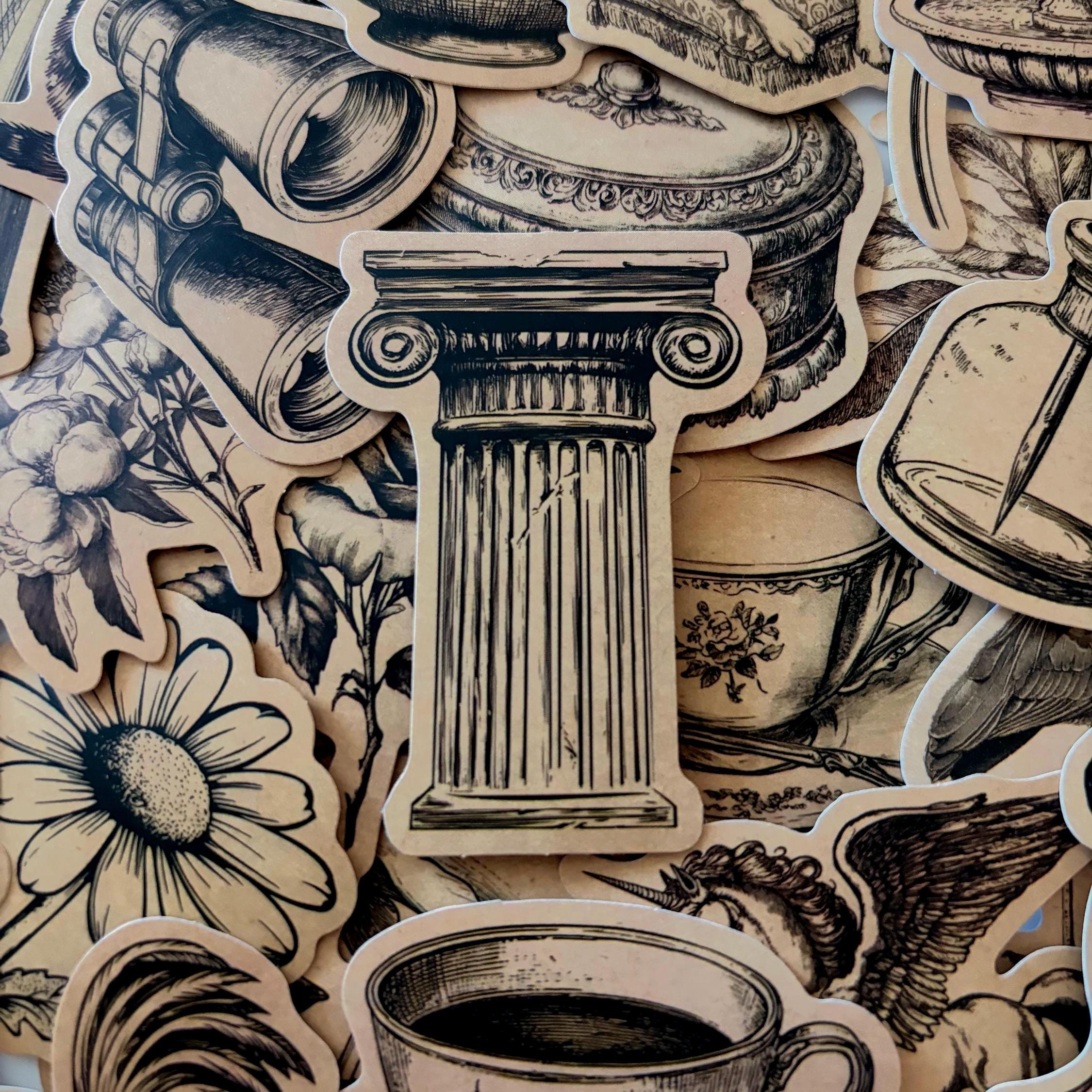 50pcs Vintage Kraft Stickers Journal, Planner, Scrapbooking and Crafts