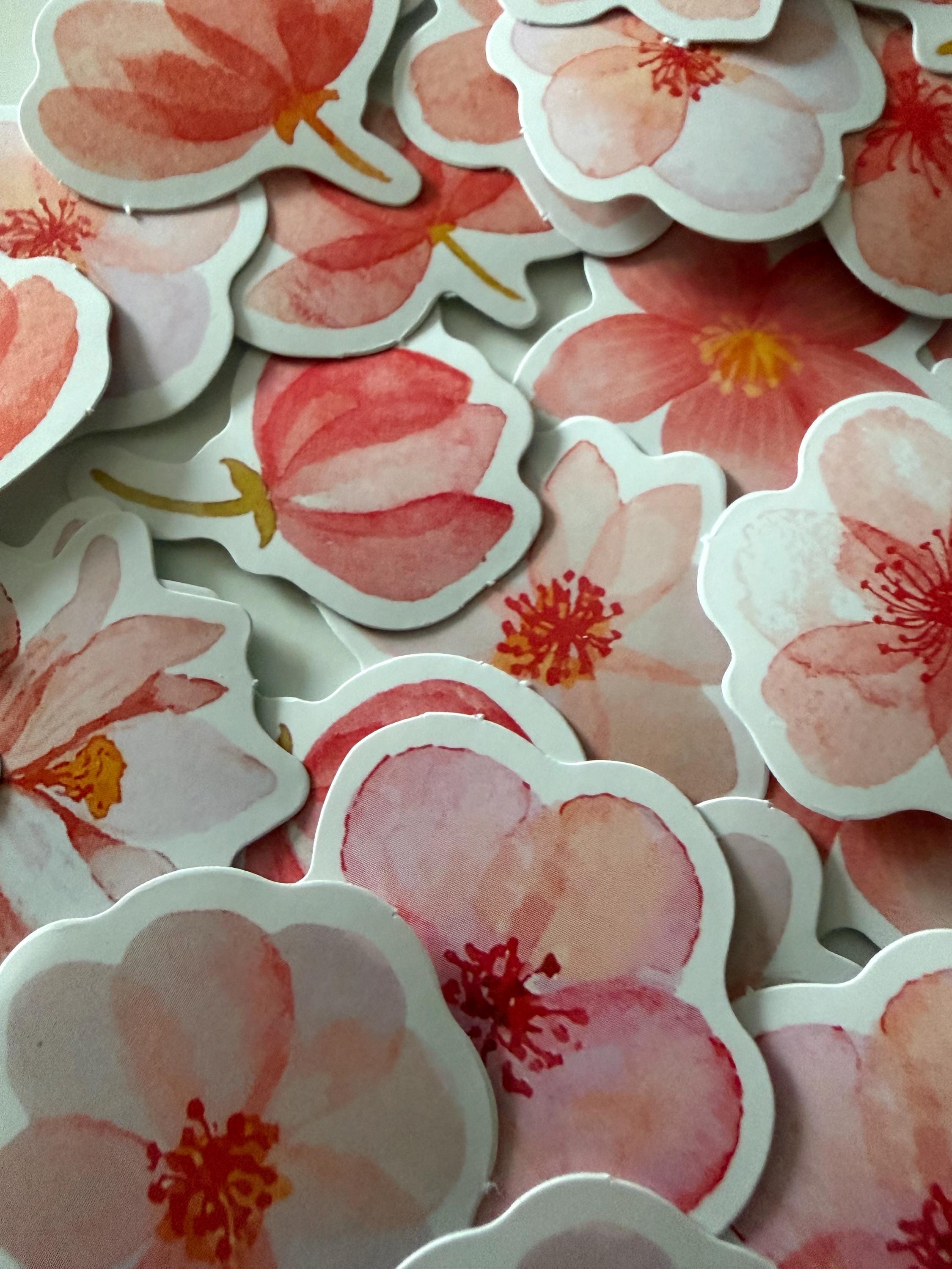 45pcs Japanese Pink Sakura Retro Stickers | Floral Journaling & Craft Supplies