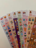 Kawaii Bear Sticker Sheet - Journaling Scrapbook Stickers