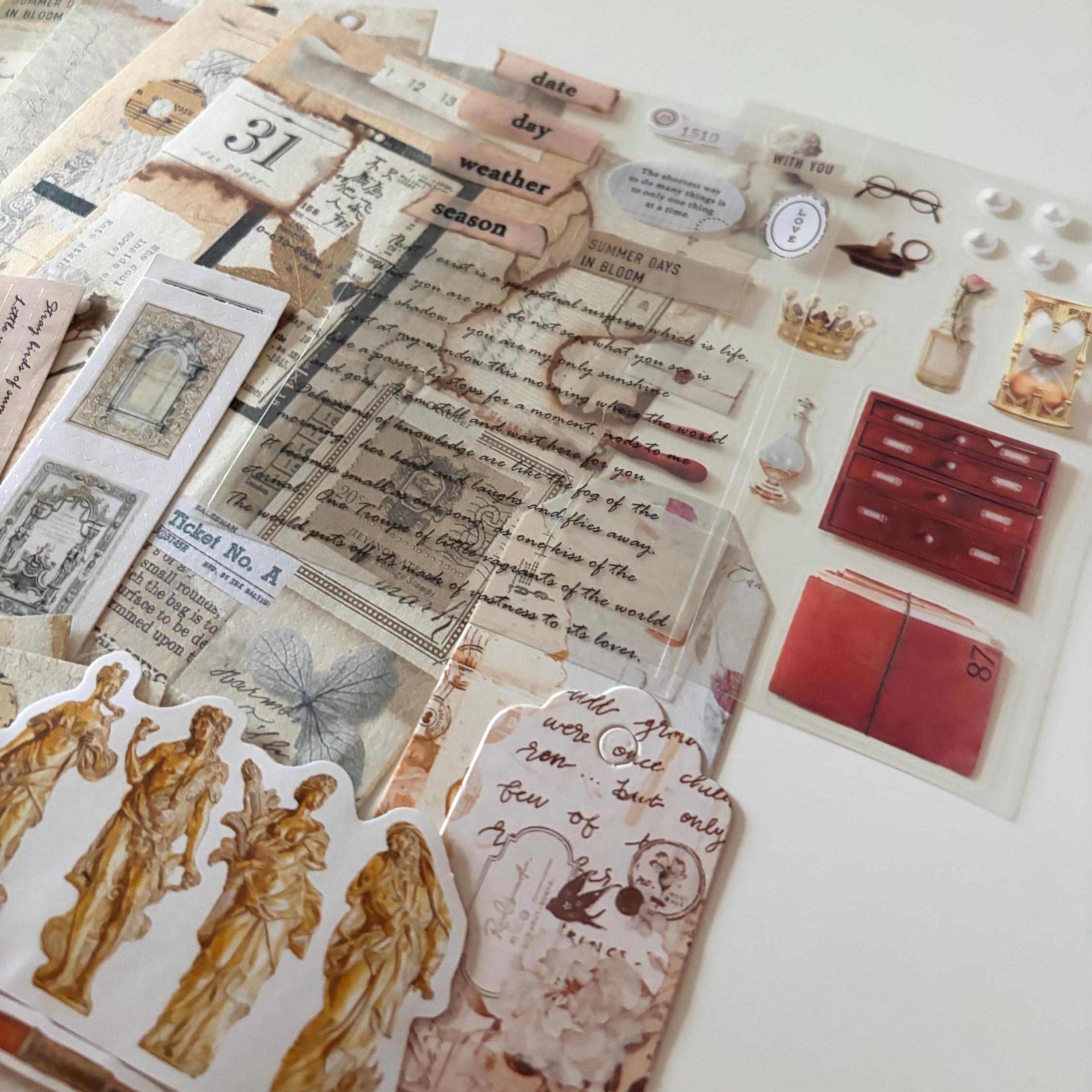 Light Academia Ephemera Vintage-Style Bundle Papers Stickers Journaling Supplies