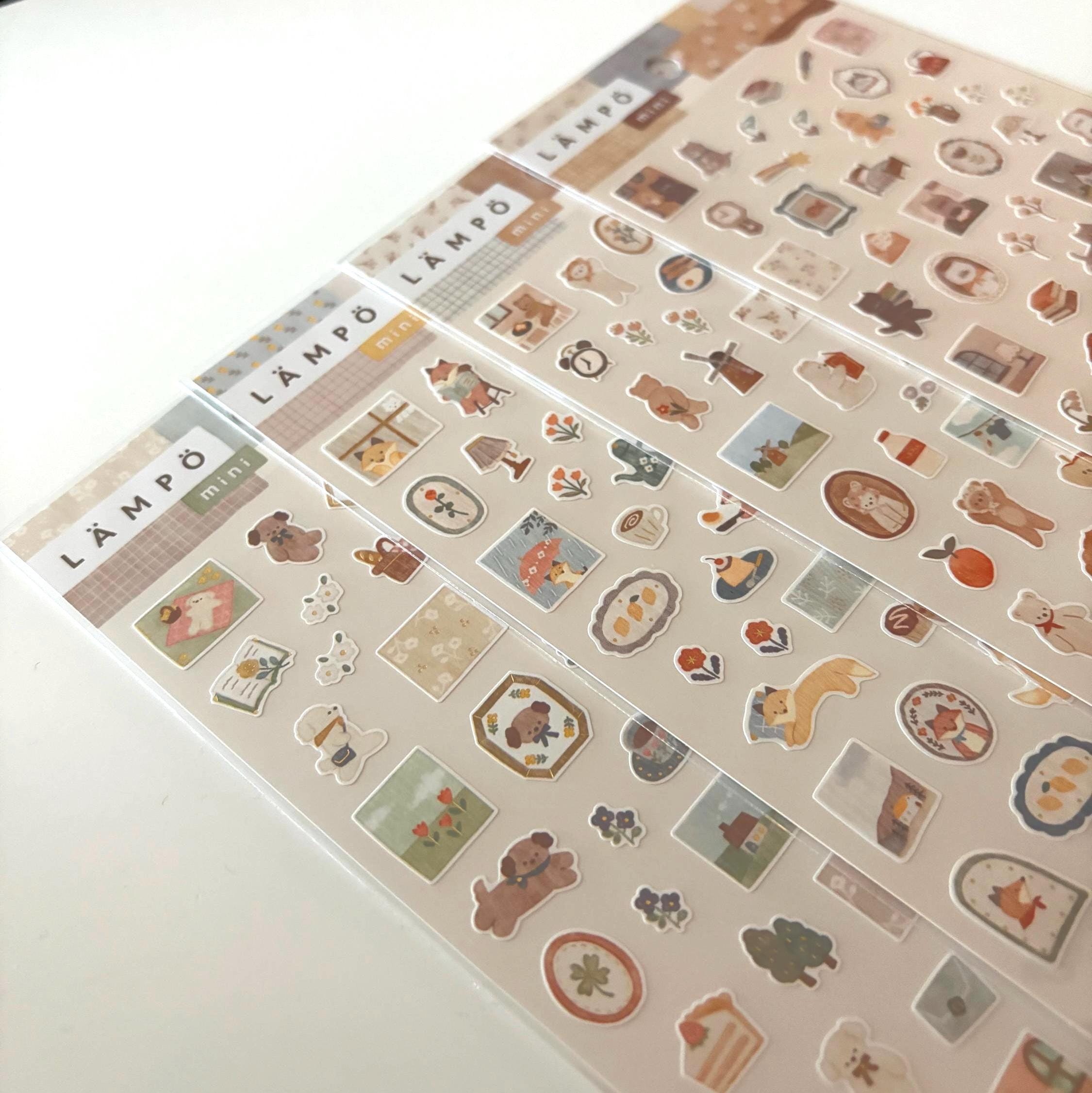 MIND WAVE Stickers / LAMPO Japanese Stationery Journal Sticker Sheets, Animals, Daily Life, Fox, Bear