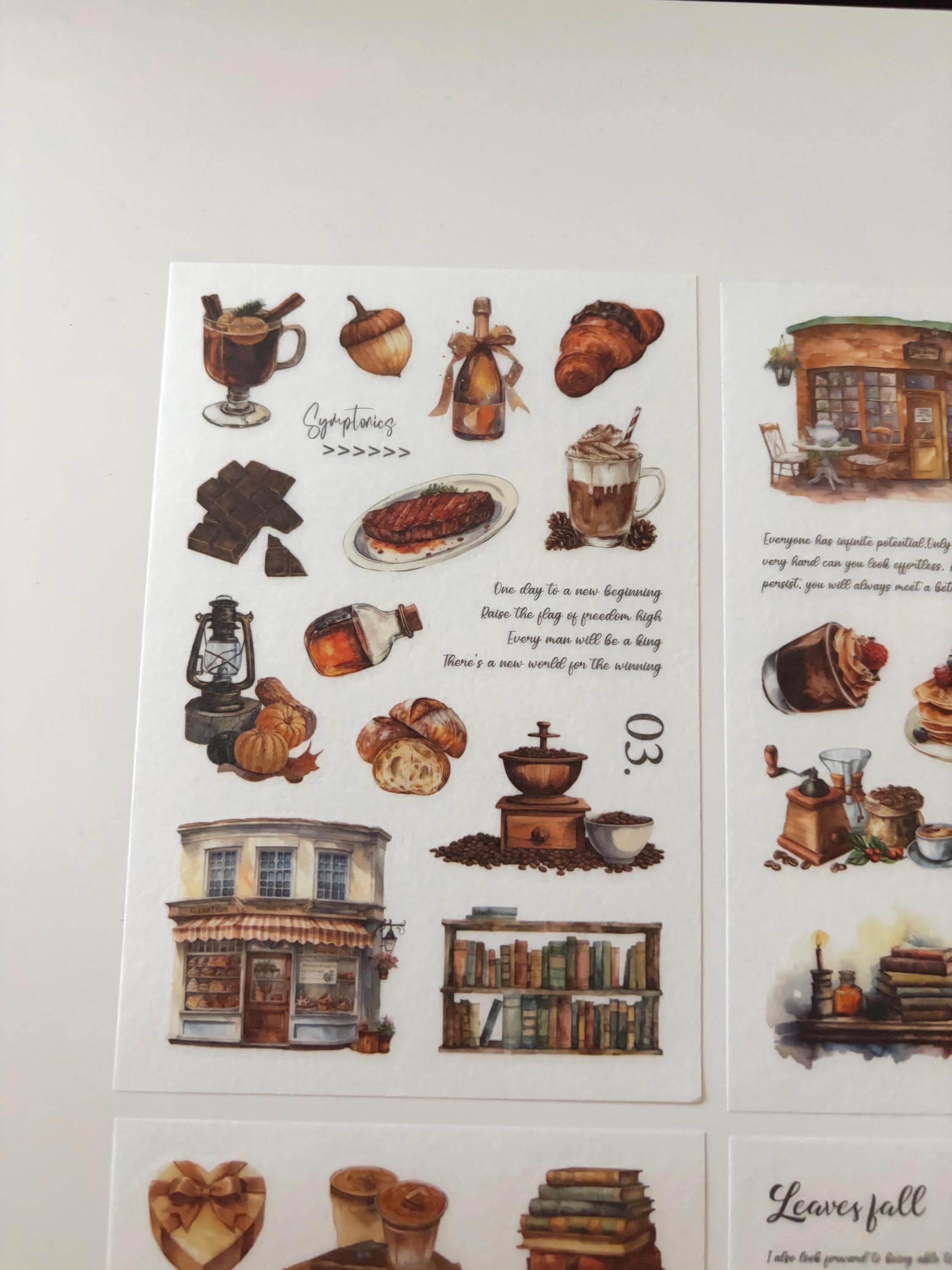 Autumn Coffee Washi Stickers - Dark Academia Journaling, Set of 4