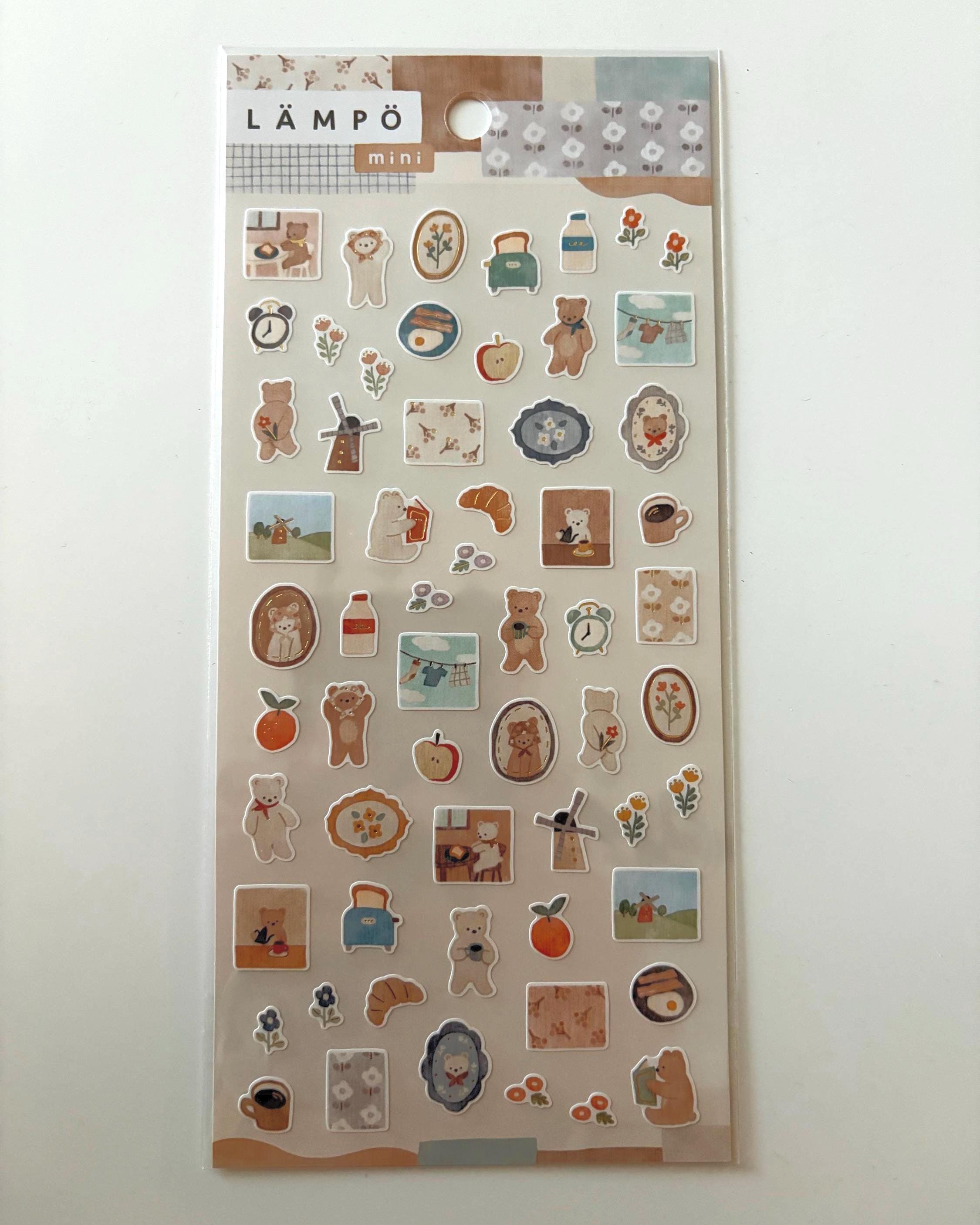 MIND WAVE Stickers / LAMPO Japanese Stationery Journal Sticker Sheets, Animals, Daily Life, Fox, Bear