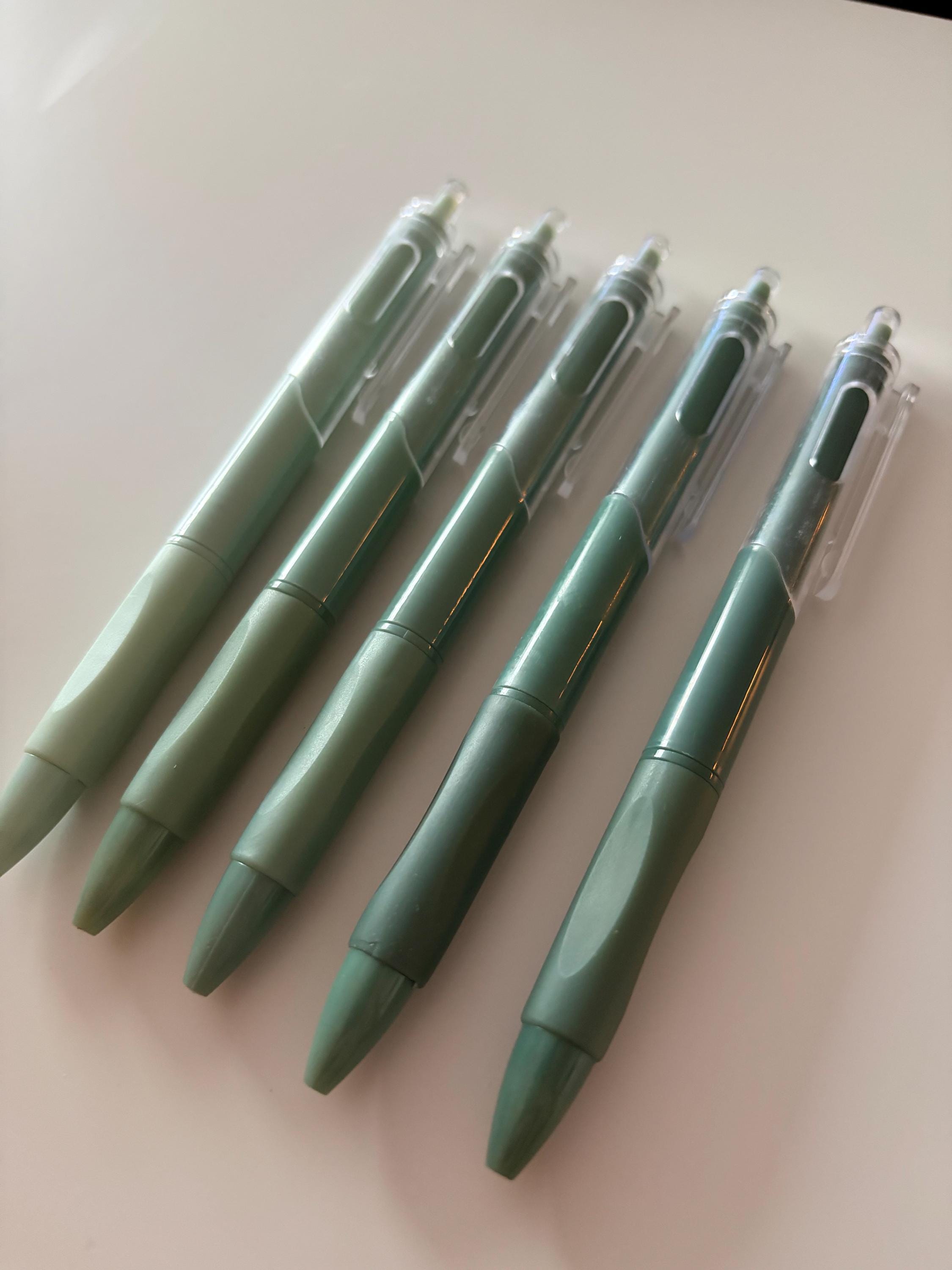 Set of 5 Green Ballpoint Pens Ink Pens