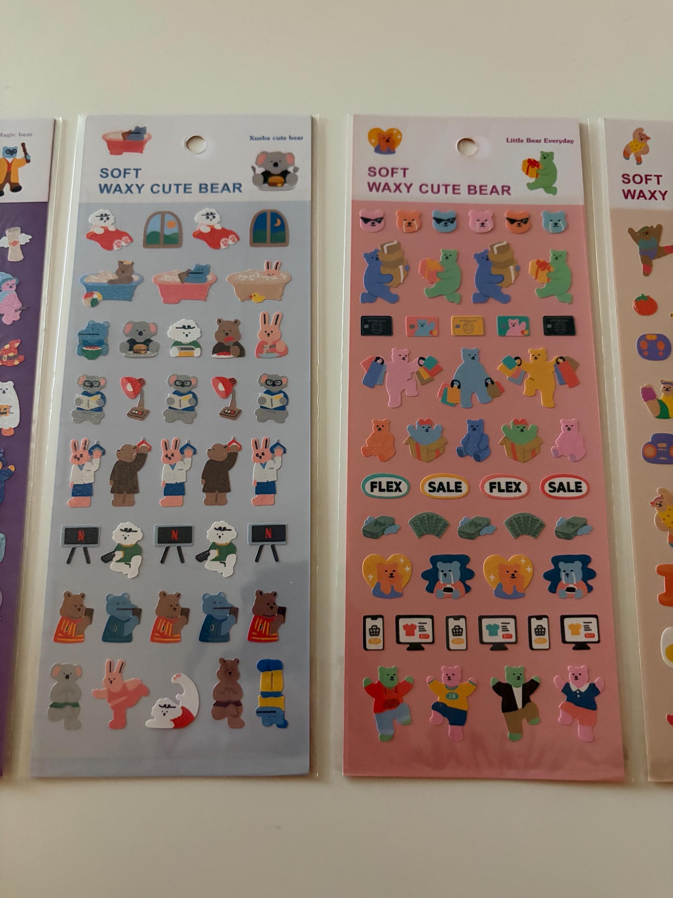 Kawaii Bear Sticker Sheet - Journaling Scrapbook Stickers