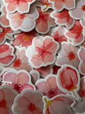 45pcs Japanese Pink Sakura Retro Stickers | Floral Journaling & Craft Supplies