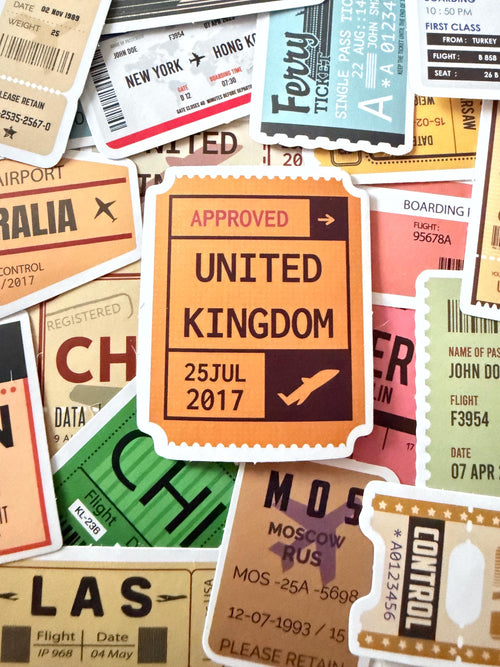60pcs Vintage Stamp Airline Stickers