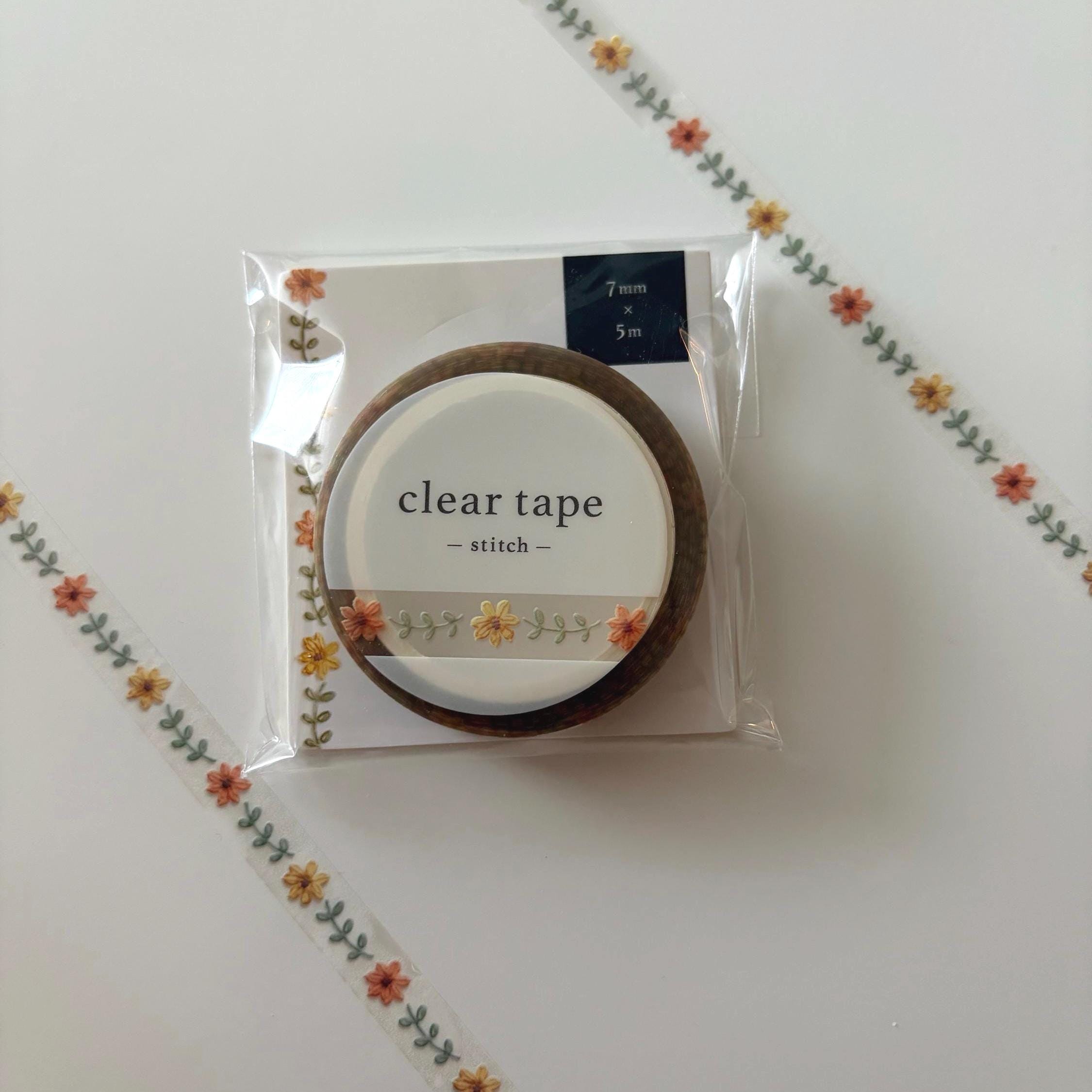Stitch Flowers Clear Washi Tape - Japanese Journaling, Scrapbooking MIND WAVE JAPAN