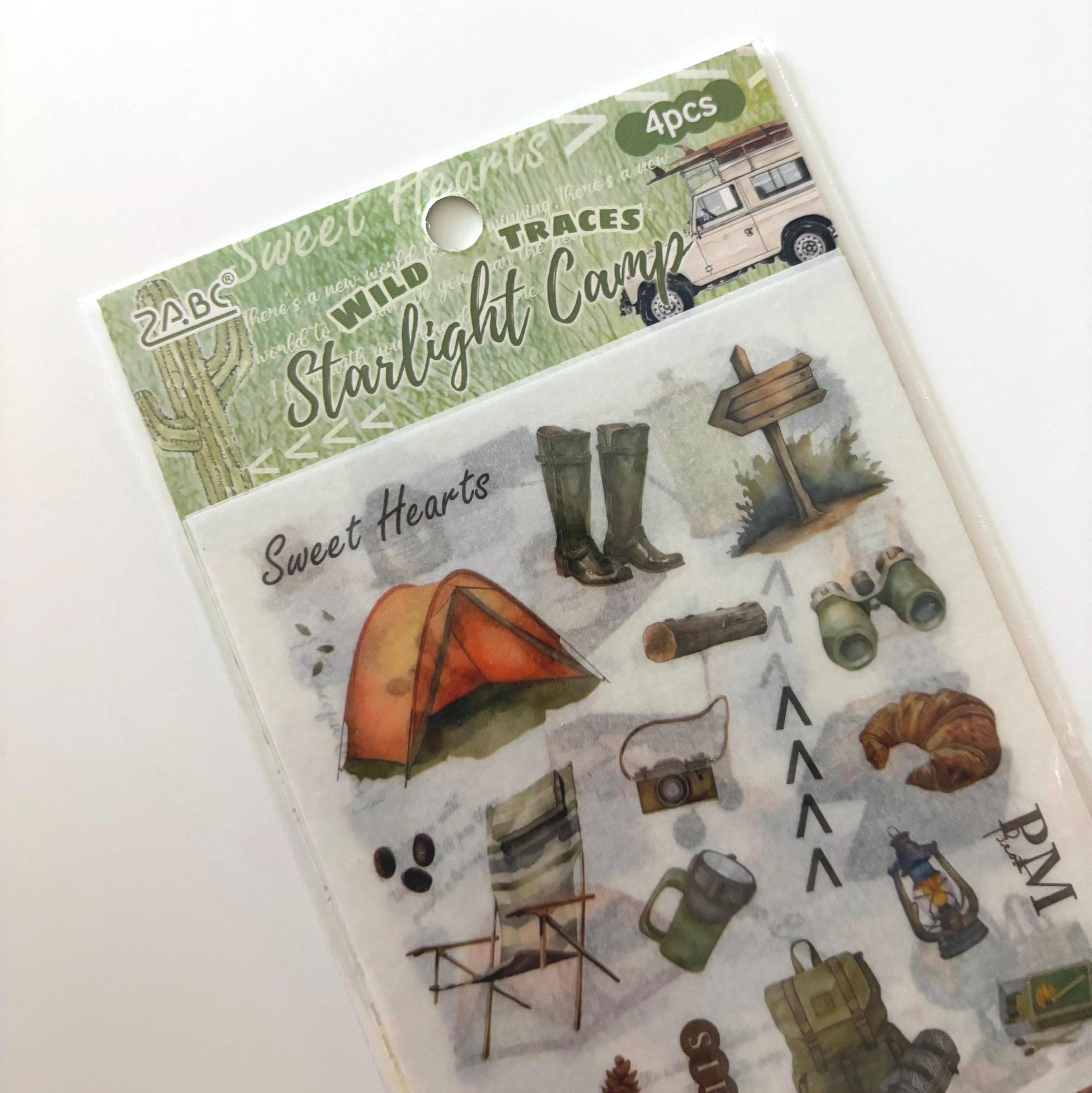 Cottagecore Camping Washi Stickers - Vintage Style Journaling, 4 Sheets