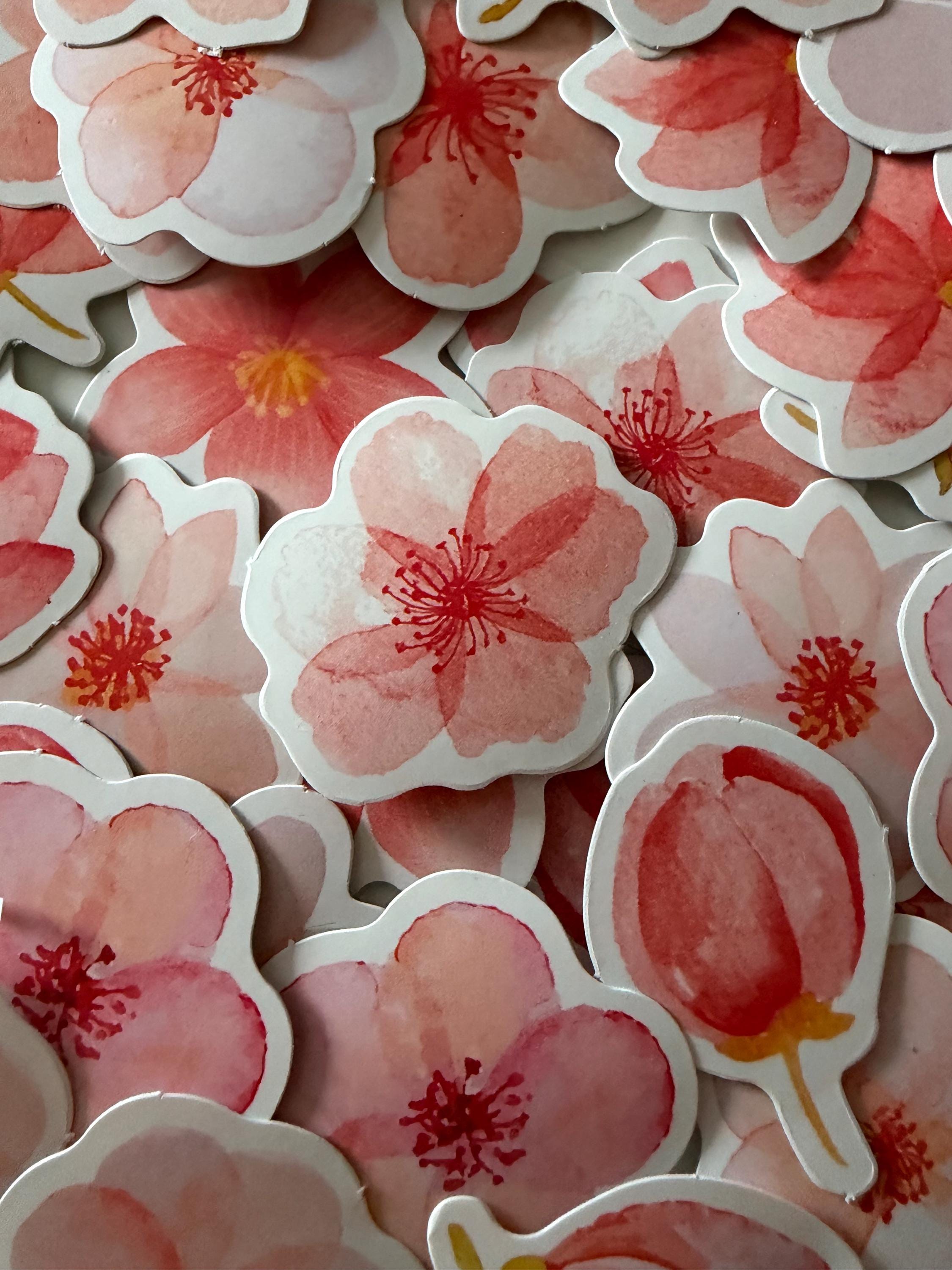45pcs Japanese Pink Sakura Retro Stickers | Floral Journaling & Craft Supplies