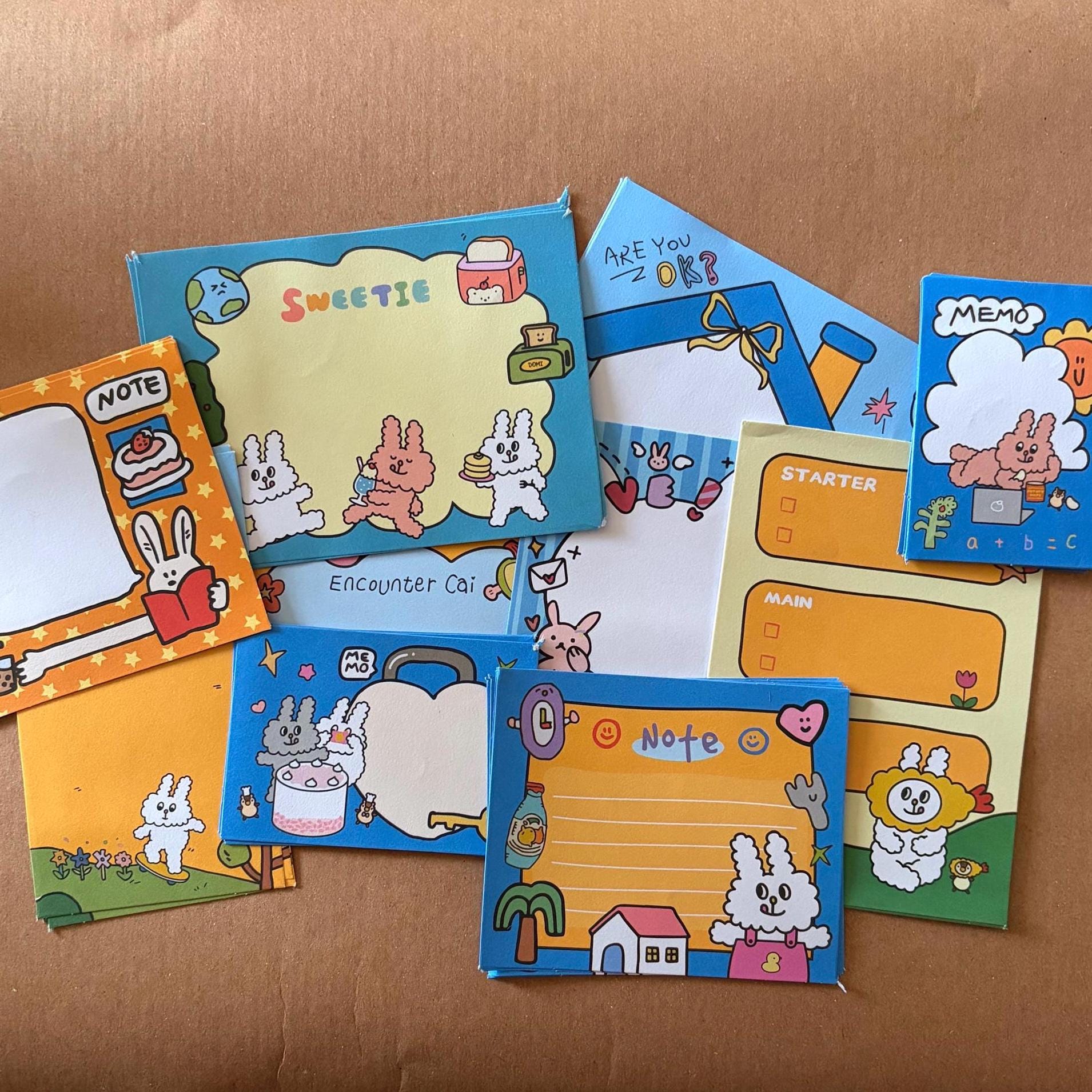 Retro Style Cute Memo Notes Sheets Paper Animals Colourful