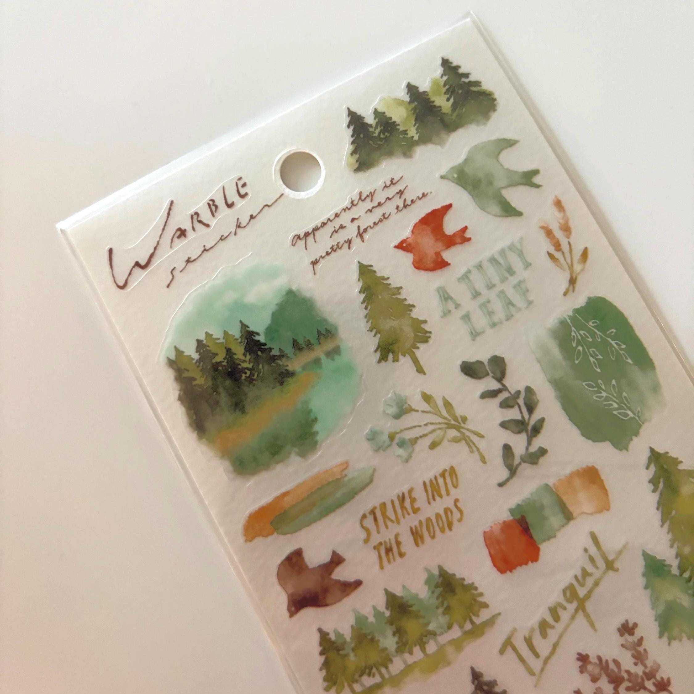 Warble Sticker Sheet: Forest Trees, Camping, Journal Planner MIND WAVE JAPAN