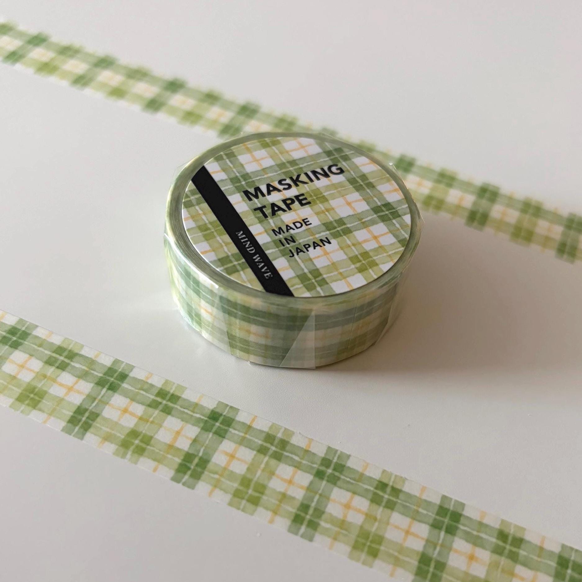 Green Check Washi Tape - Japanese Stationery, Scrapbooking MIND WAVE JAPAN