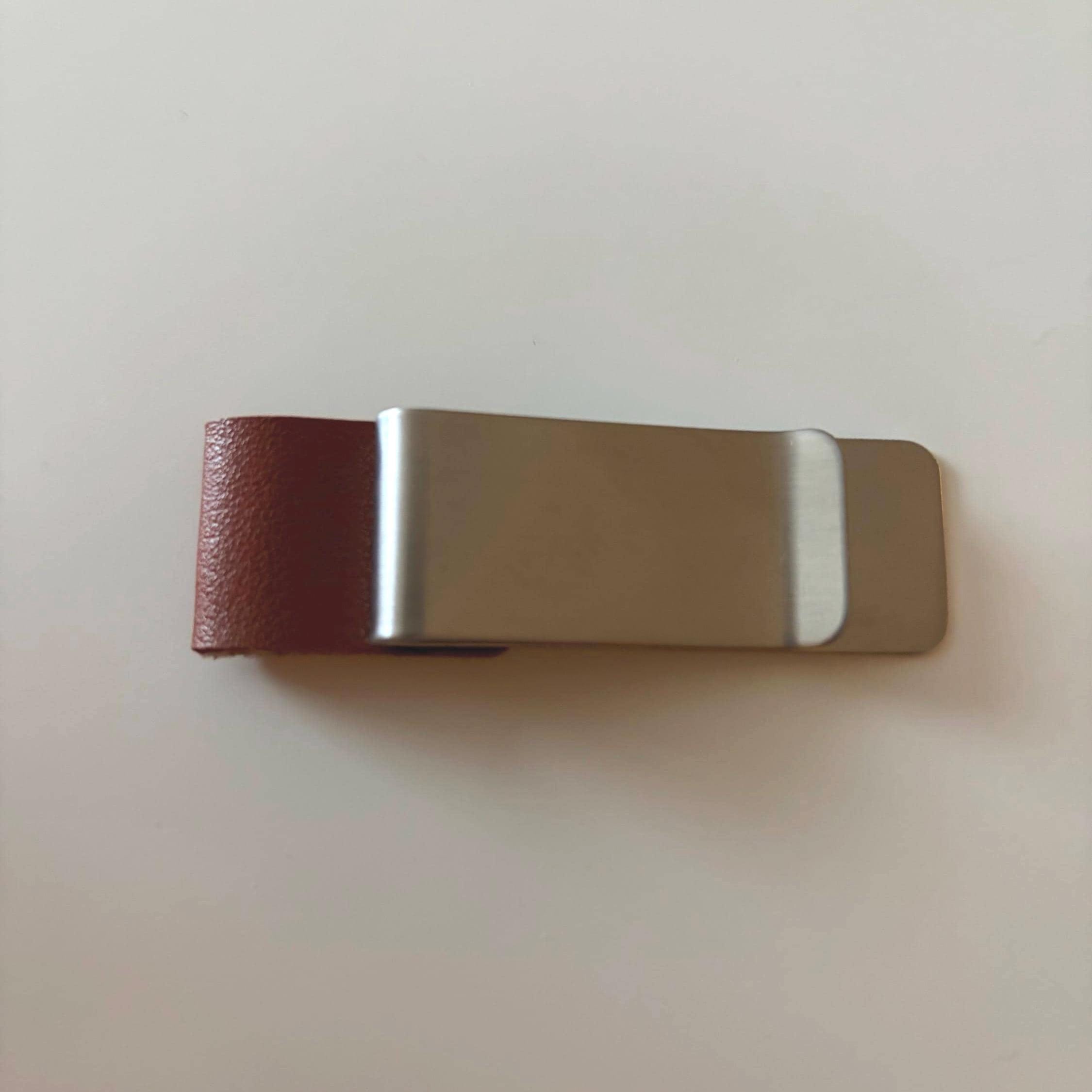 Brown Leather & Silver Metal Pen Clip | Premium Notebook & Planner Accessory