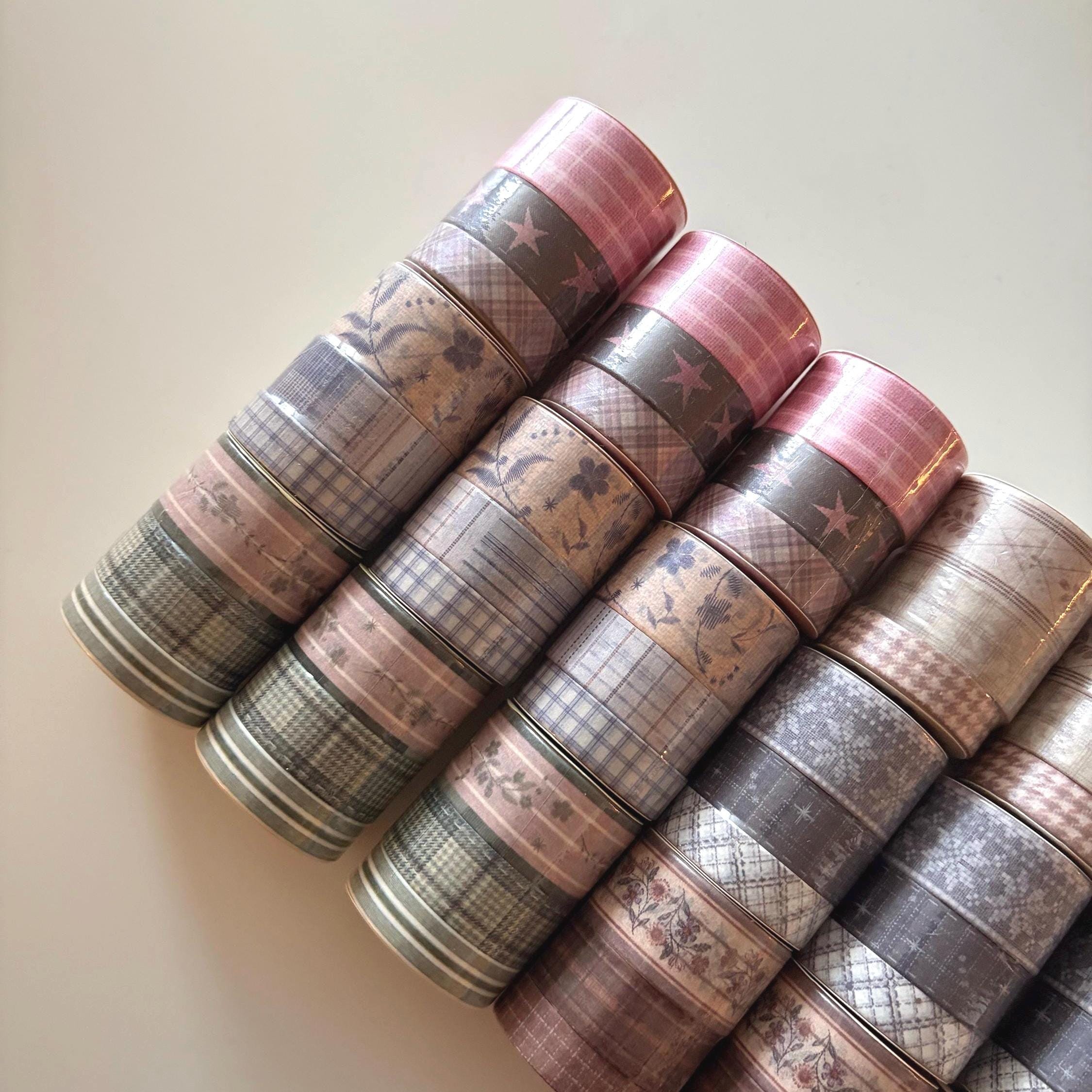Modern Washi Tape Set: Floral, Plaid, Stars - Scrapbooking, Journaling