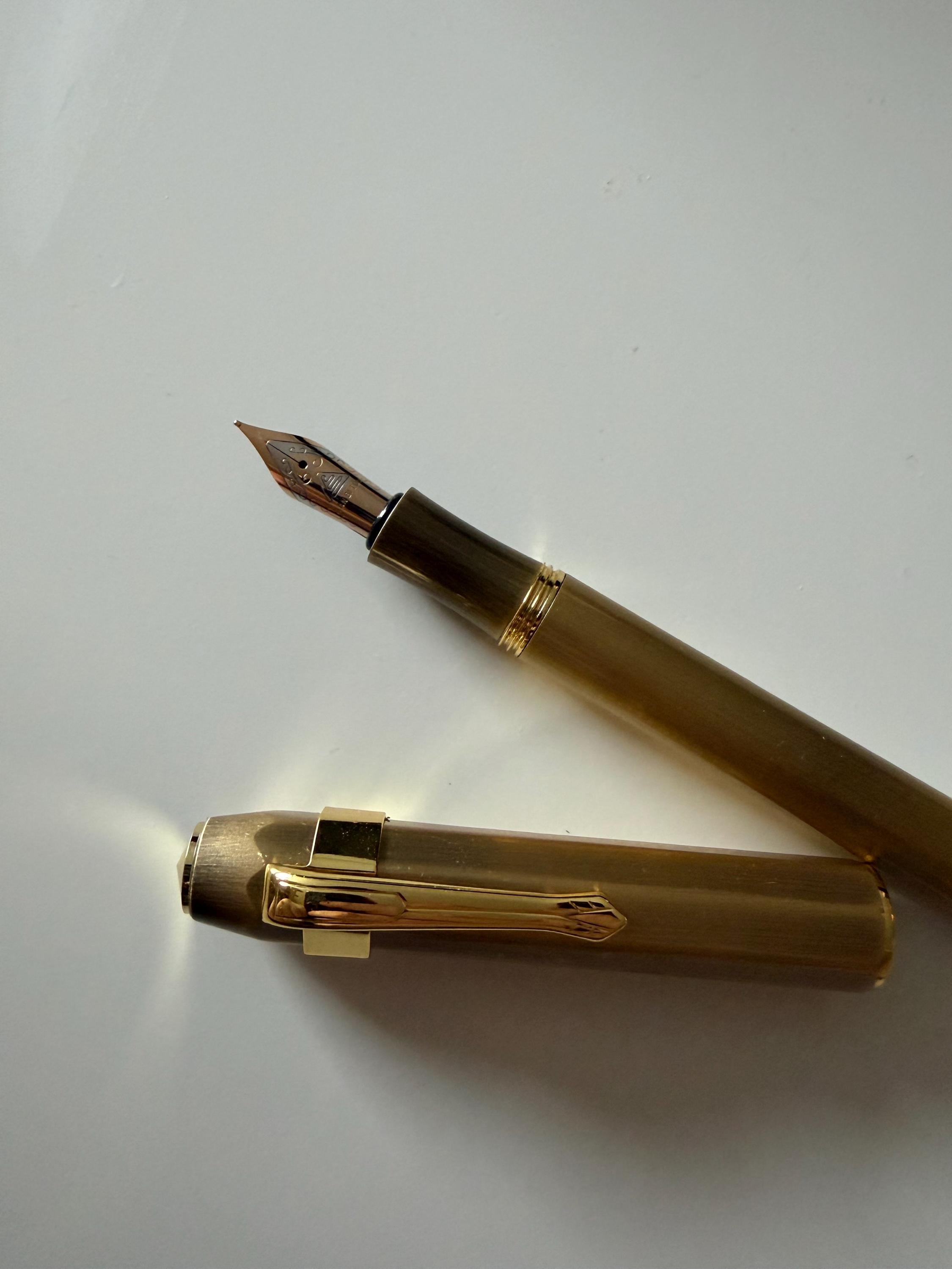 Yellow Bronze Brass Style Fountain Pen Gift Set Beginner User