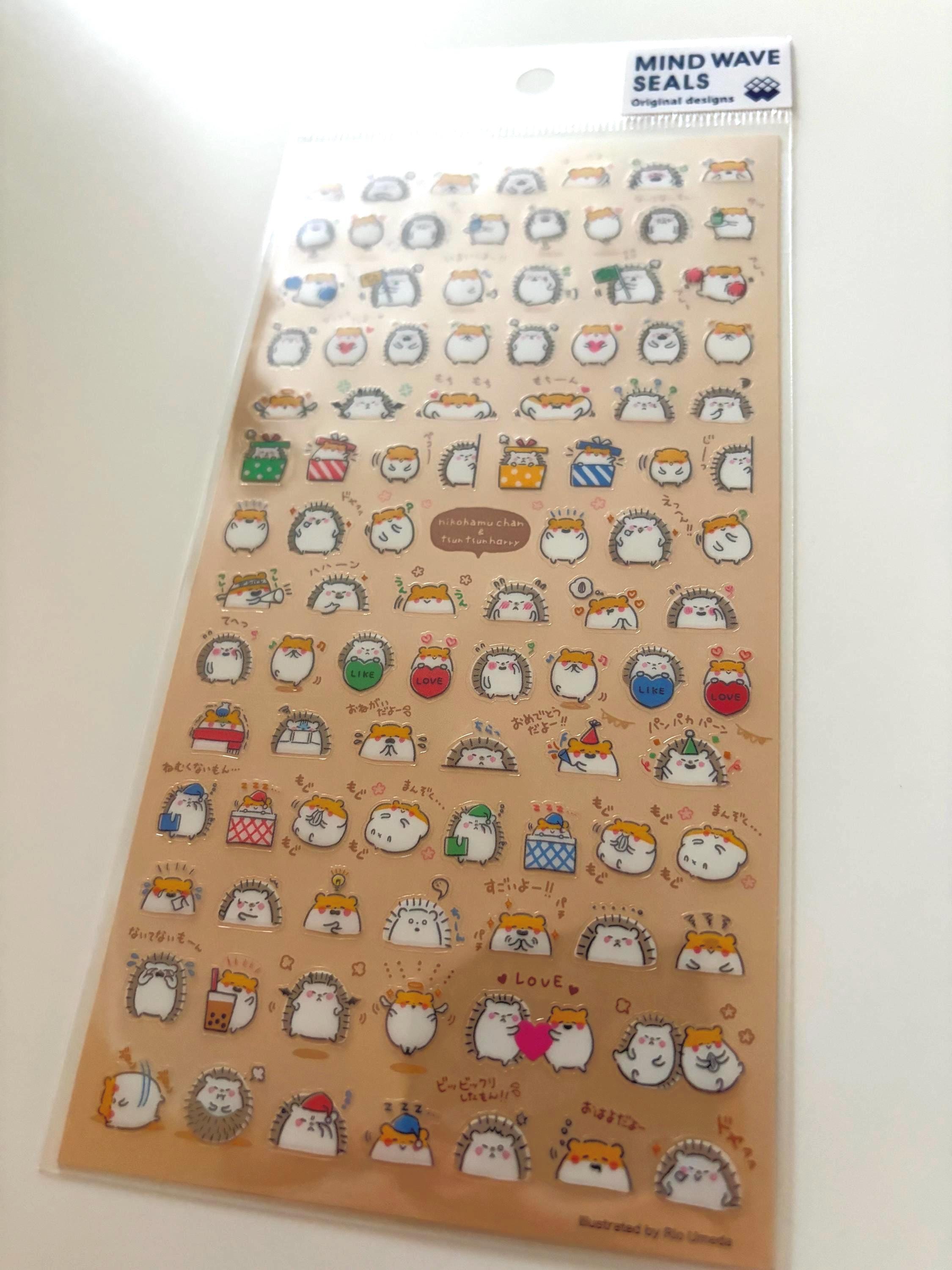 Mind Wave Hedgehog Stickers, Japanese Stationery, Planner Kawaii