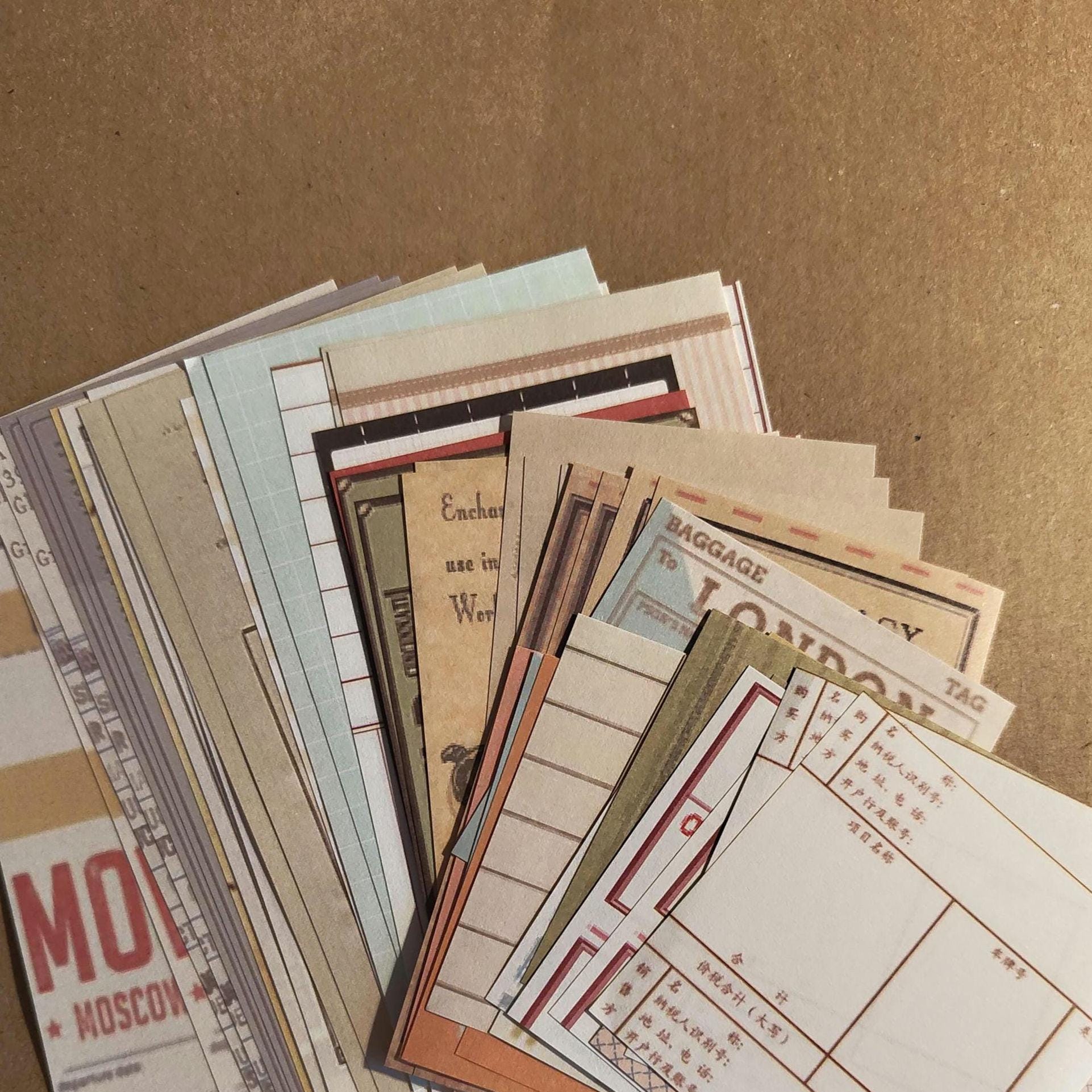 60pcs Vintage Ephemera Style Papers