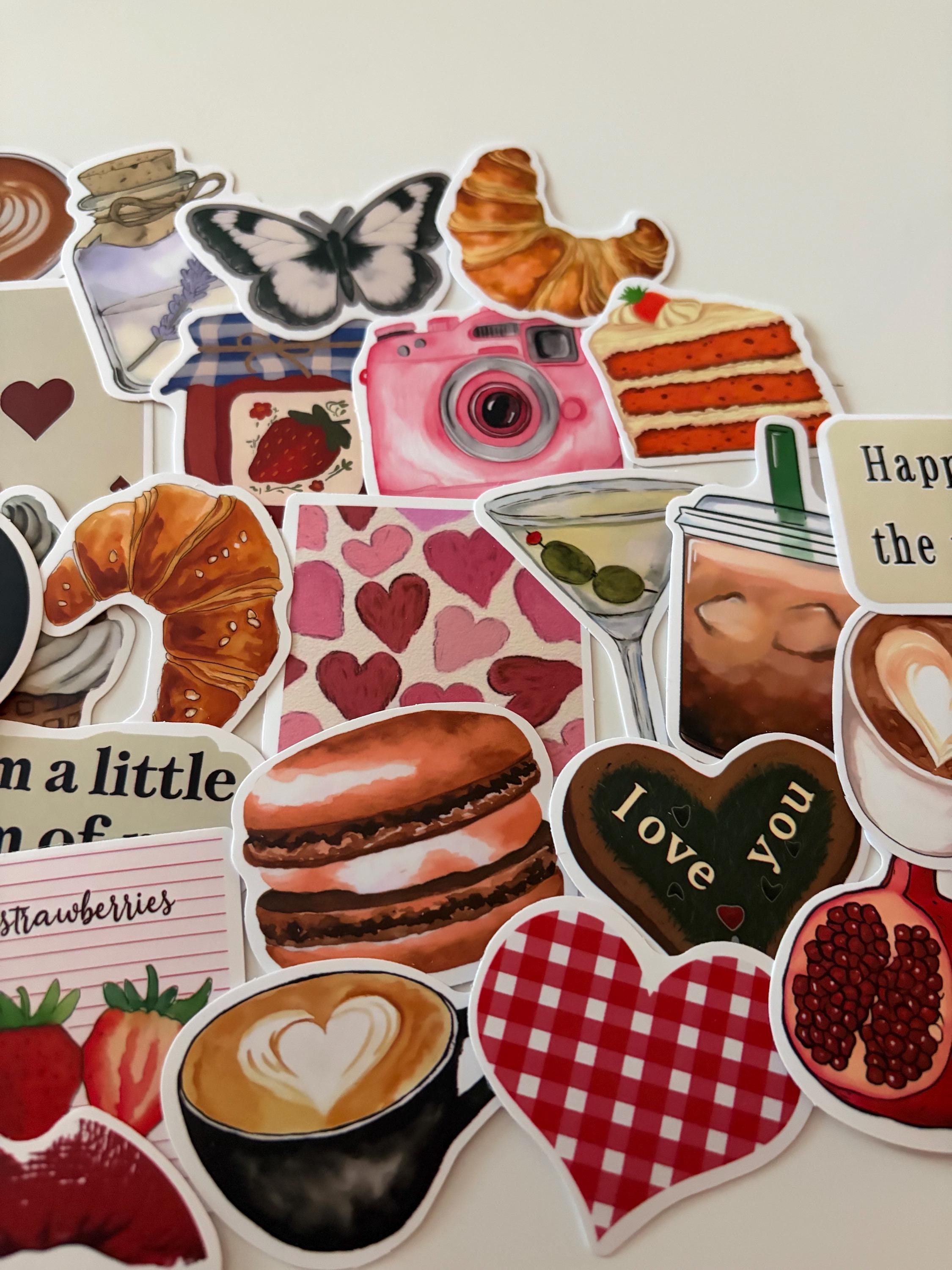 50pcs Retro Red Analogue Stickers – Vintage Style Planner, Journal & Scrapbook Sticker Set