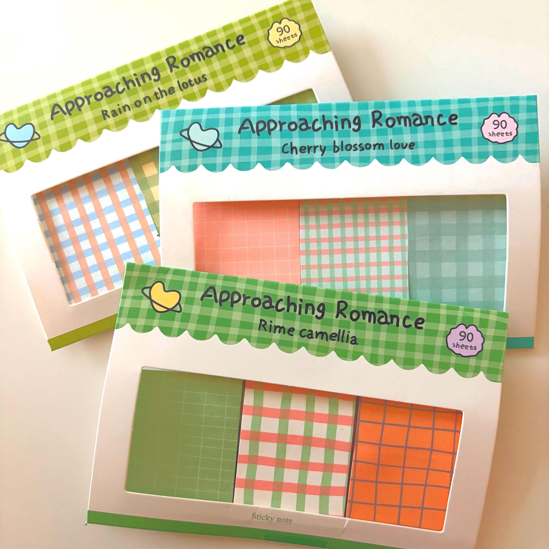 Plaid Cottage Sticky Notepad – Japanese Kawaii Plaid Sticky Notes for Journals, Planners & Stationery Lovers