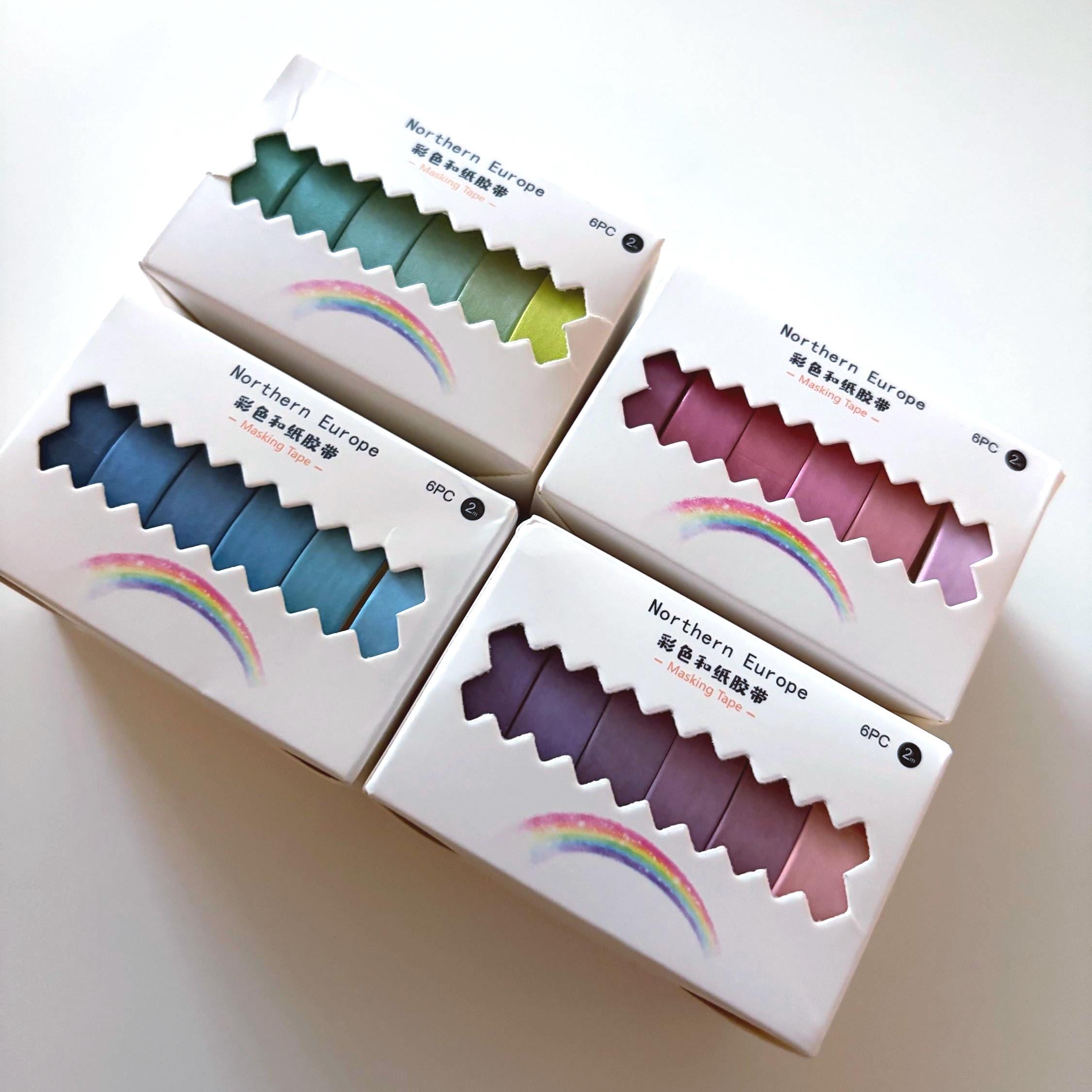 Colour Block Washi Tape Set – Kawaii Decorative Tape Rolls for Planners, Journals & Crafts