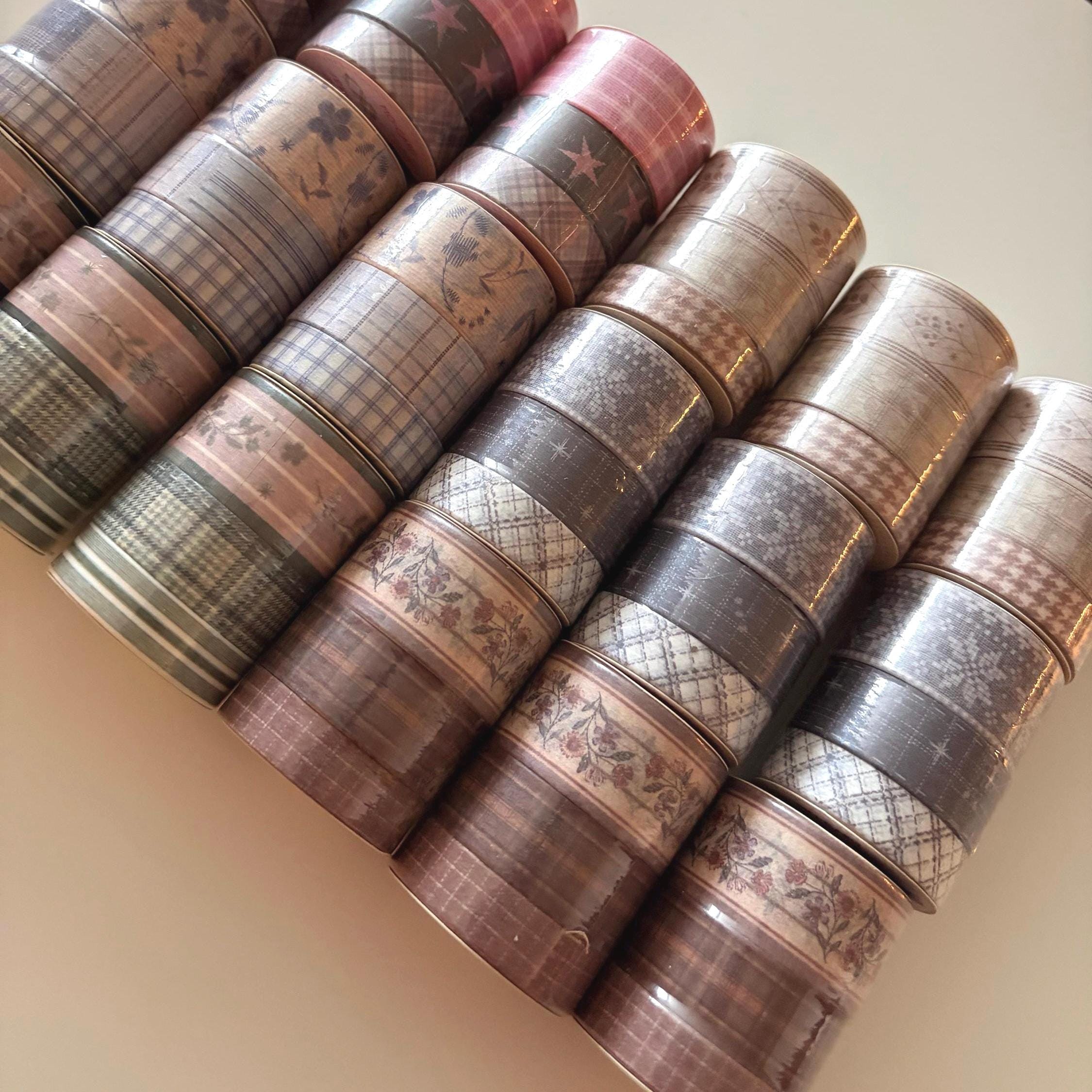 Modern Washi Tape Set: Floral, Plaid, Stars - Scrapbooking, Journaling