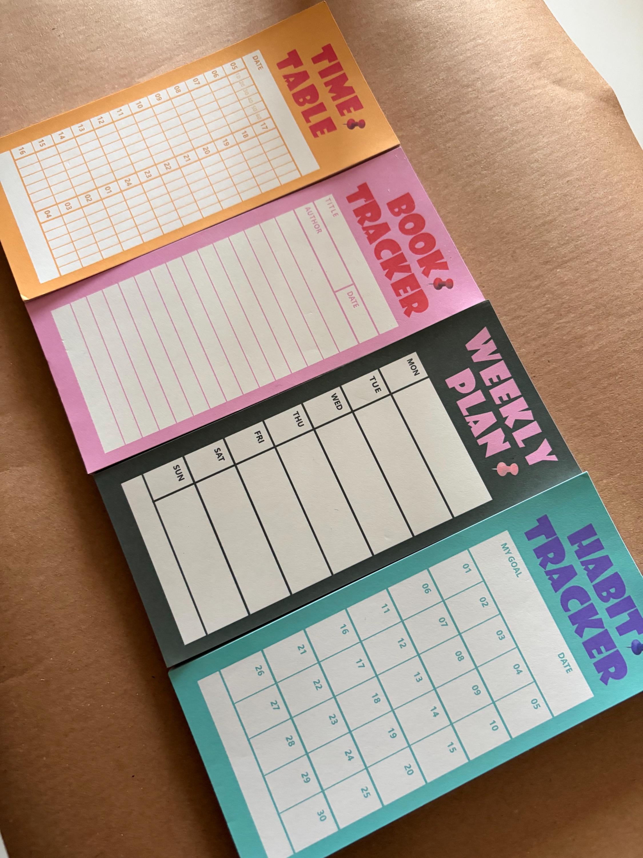 Retro Notepad Set - Planner, Habit & Book Tracker