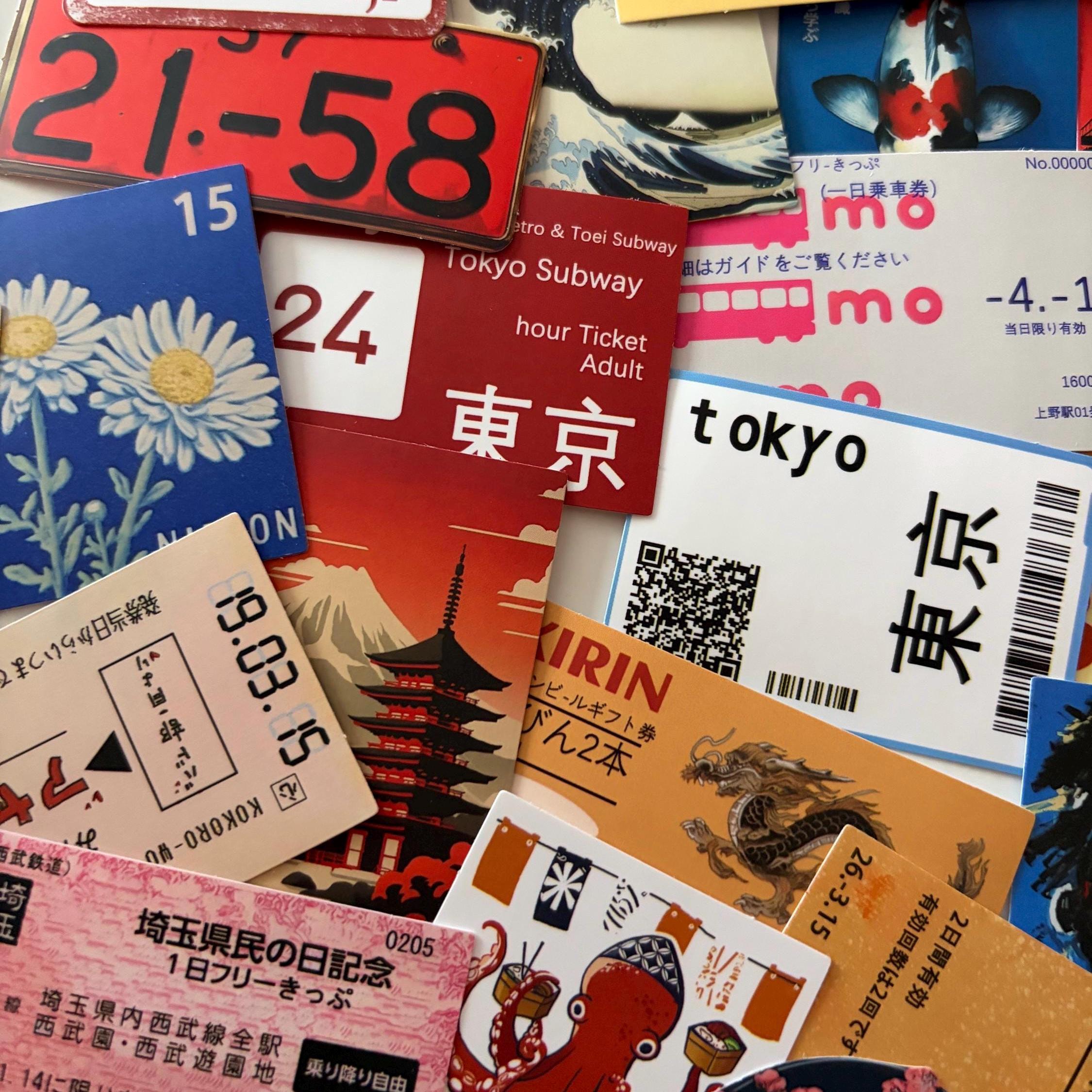 Japanese Ticket Vintage Style Stickers