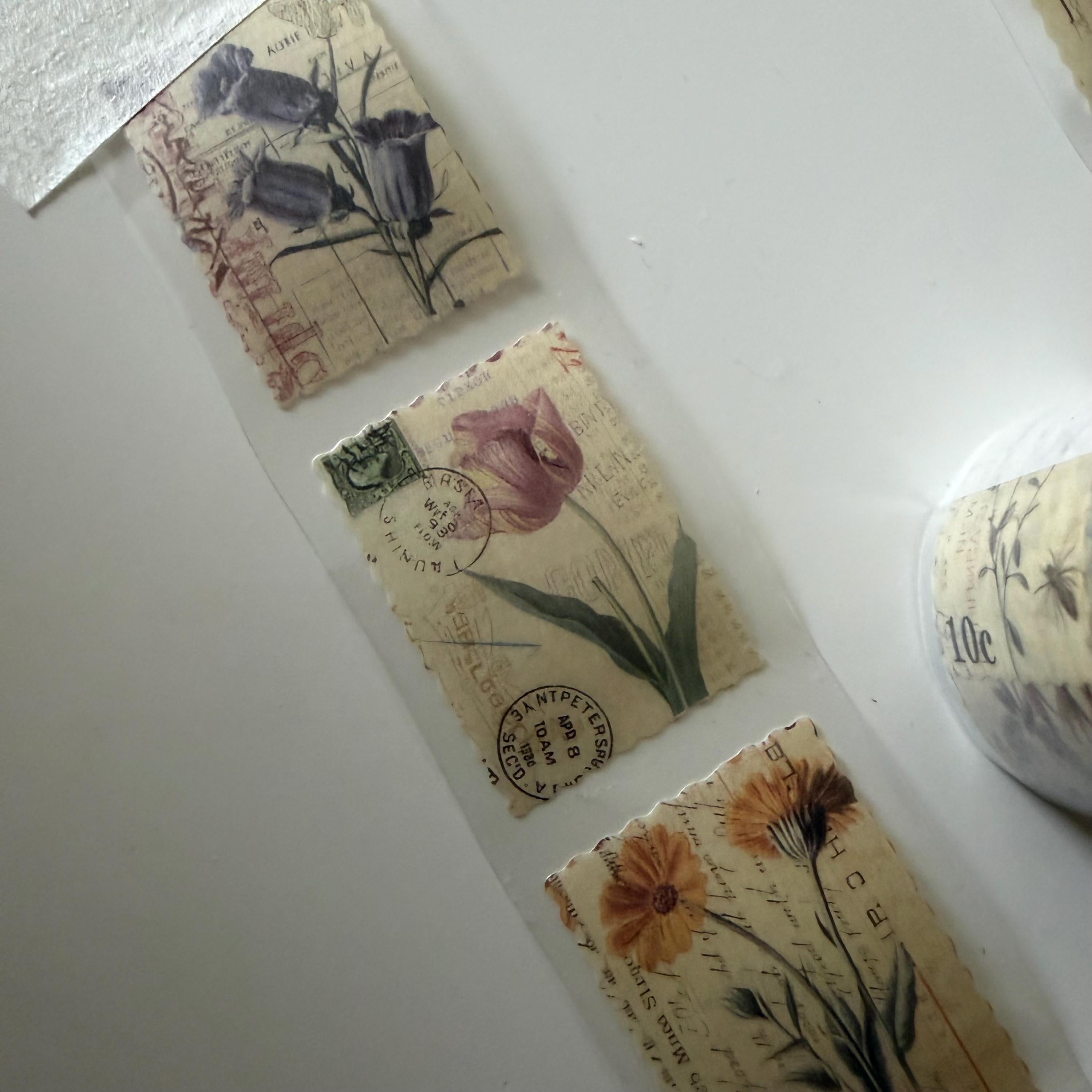 Floral Dark Academia Stamp Washi Tape