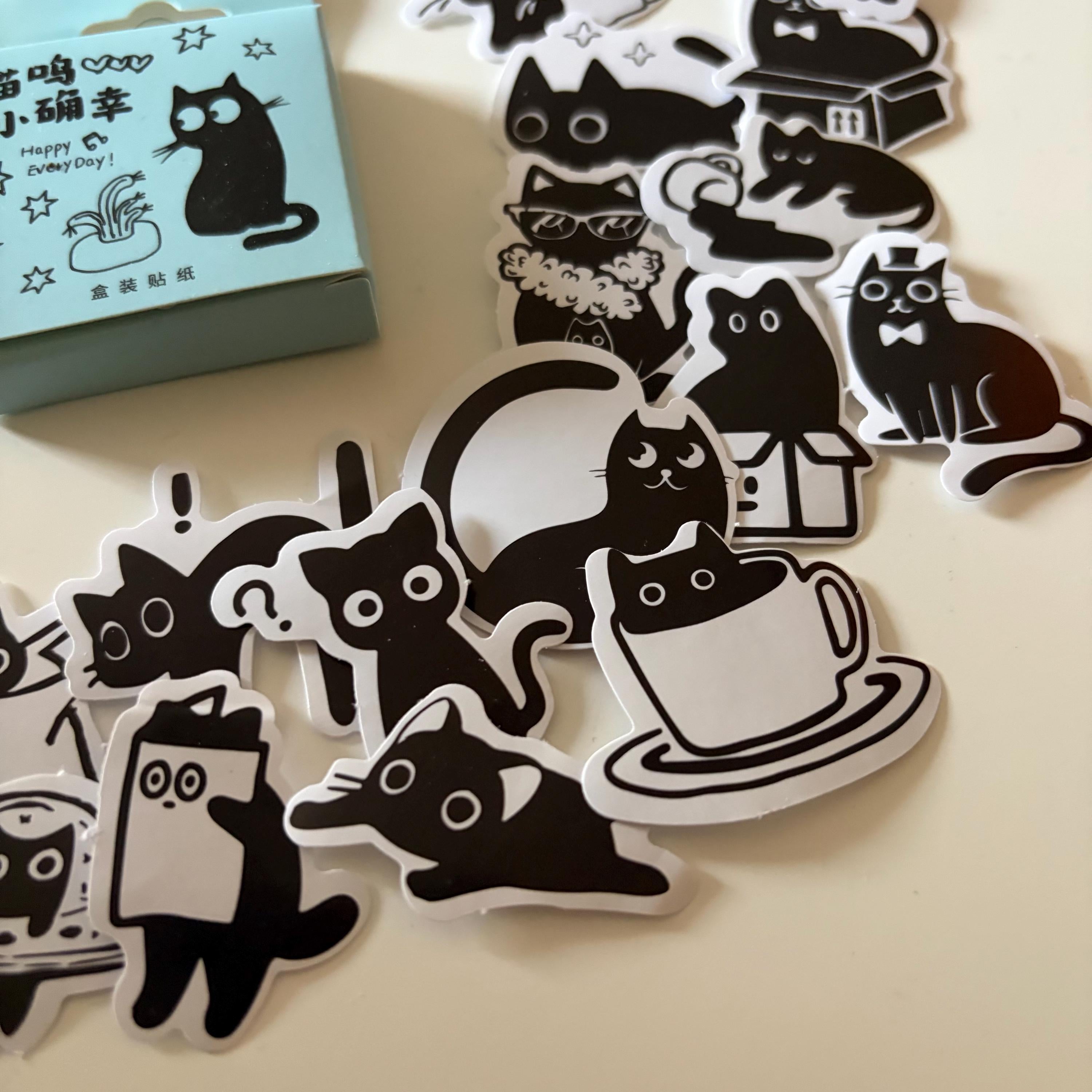 Monochrome Cats Retro Stickers