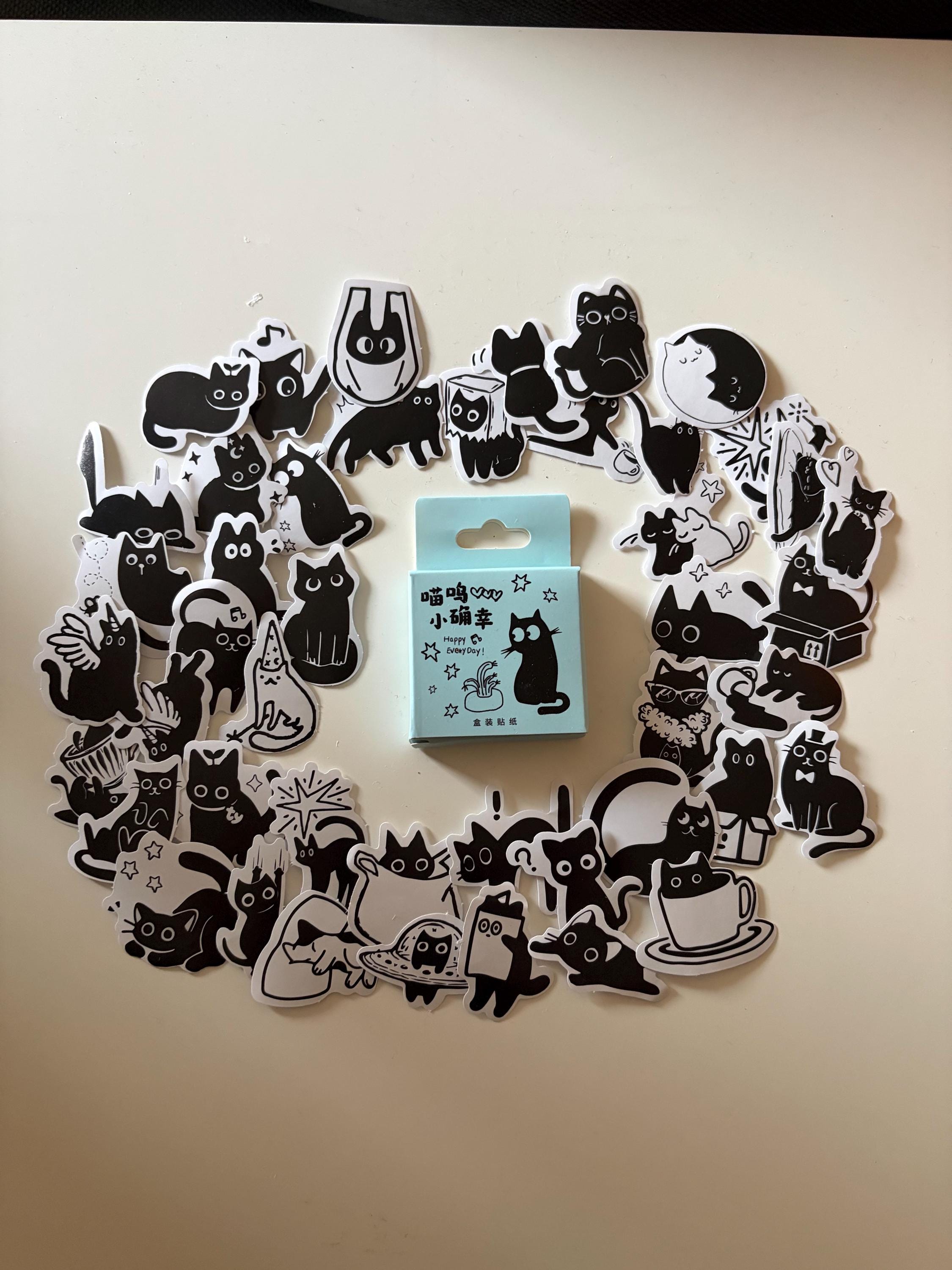 Monochrome Cats Retro Stickers
