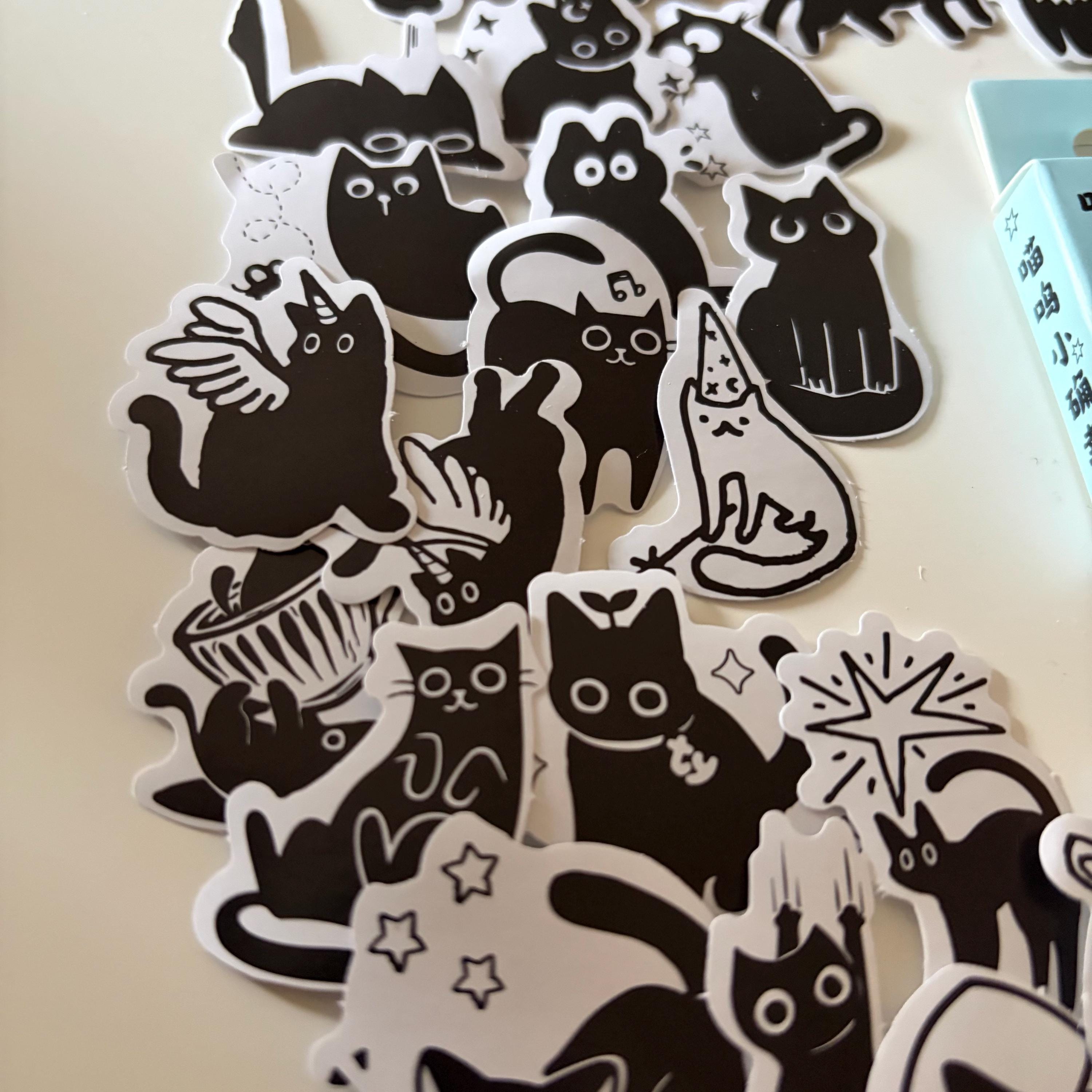 Monochrome Cats Retro Stickers