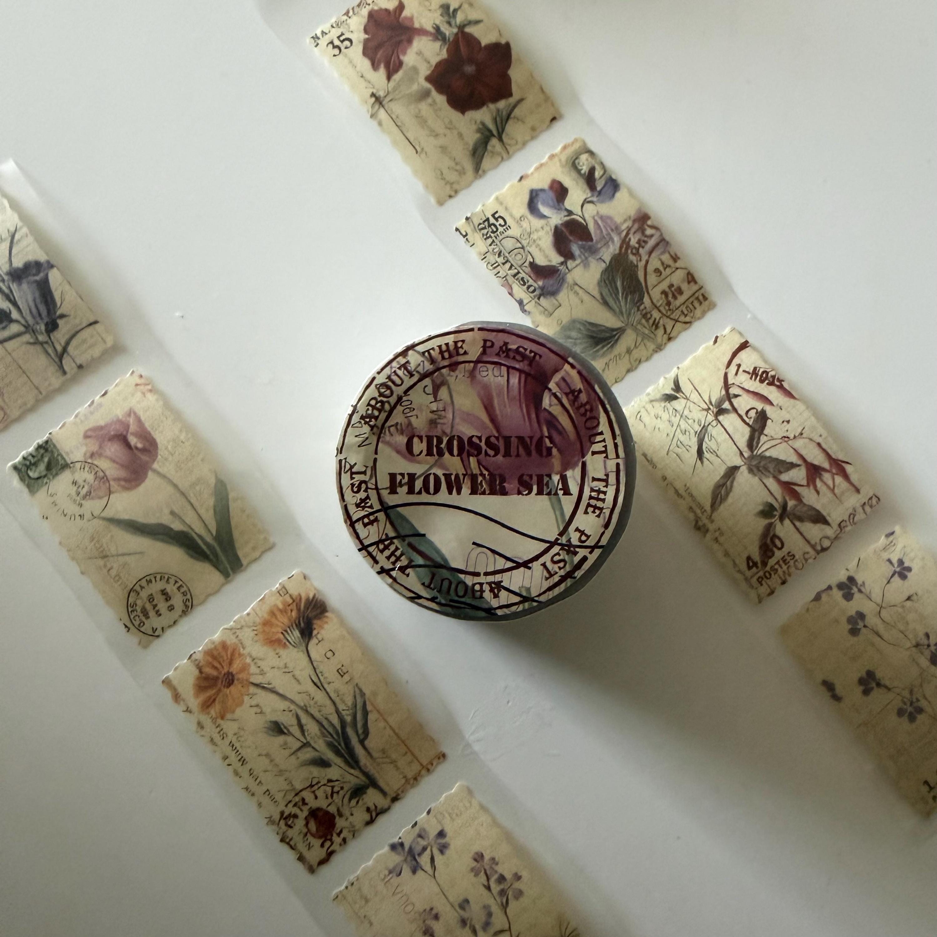Floral Dark Academia Stamp Washi Tape