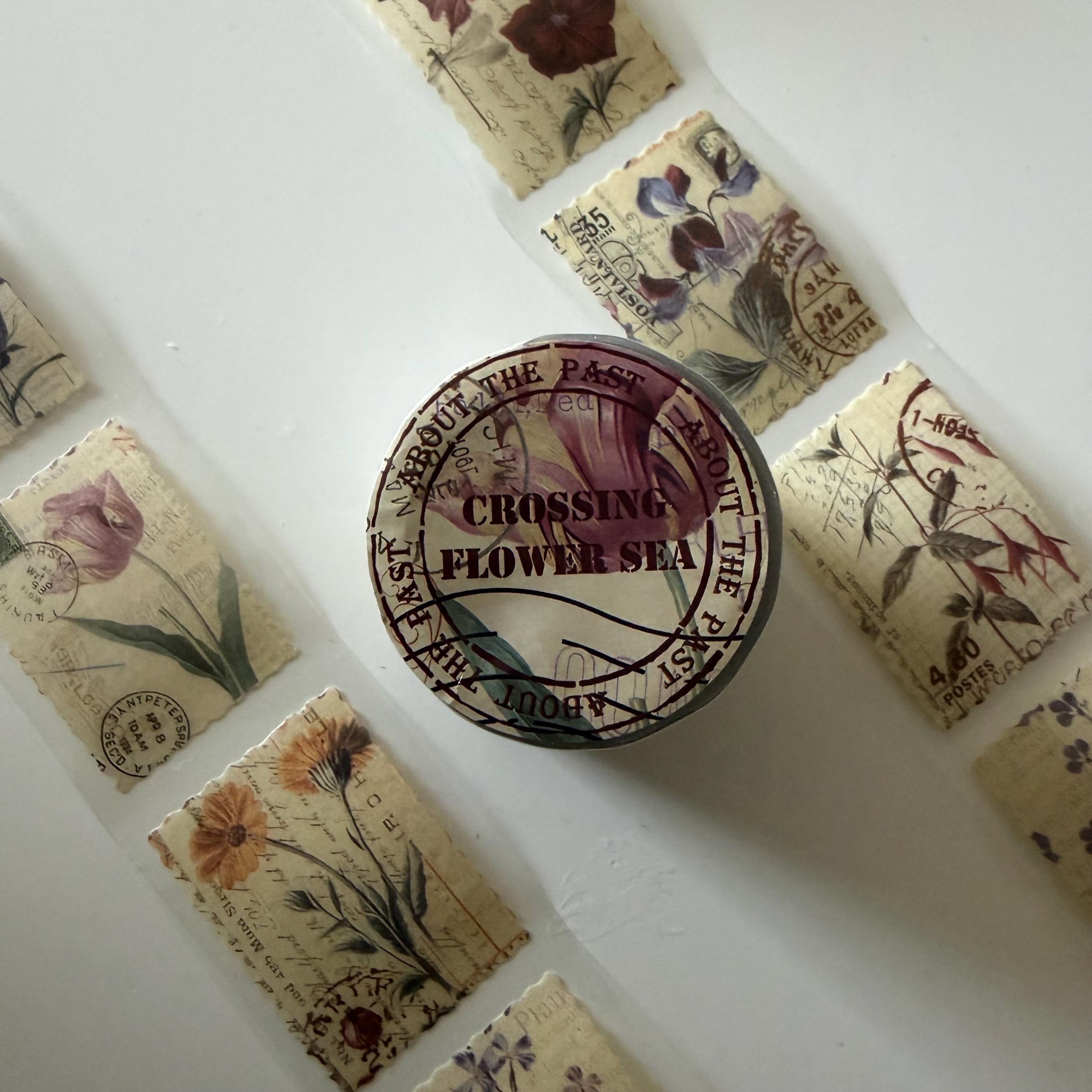 Floral Dark Academia Stamp Washi Tape