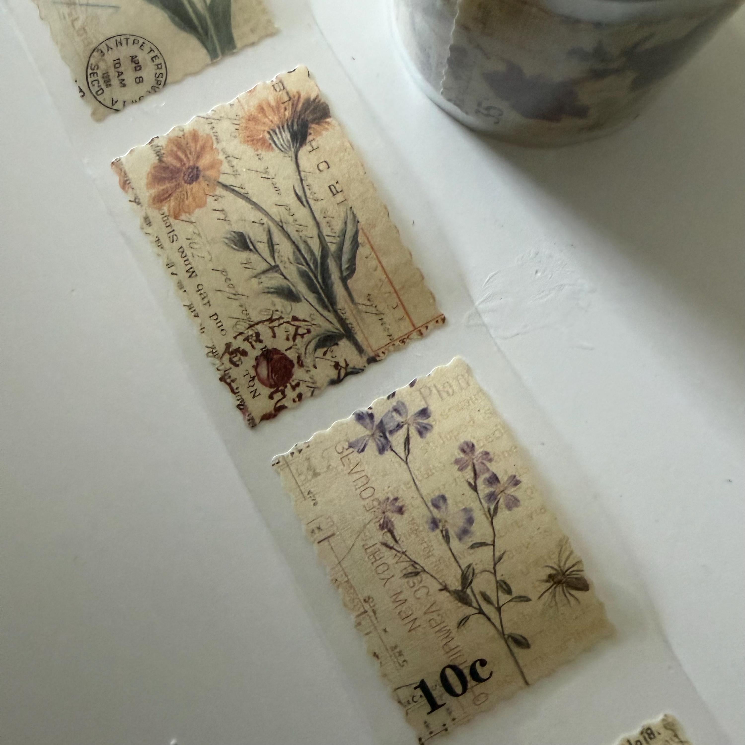 Floral Dark Academia Stamp Washi Tape