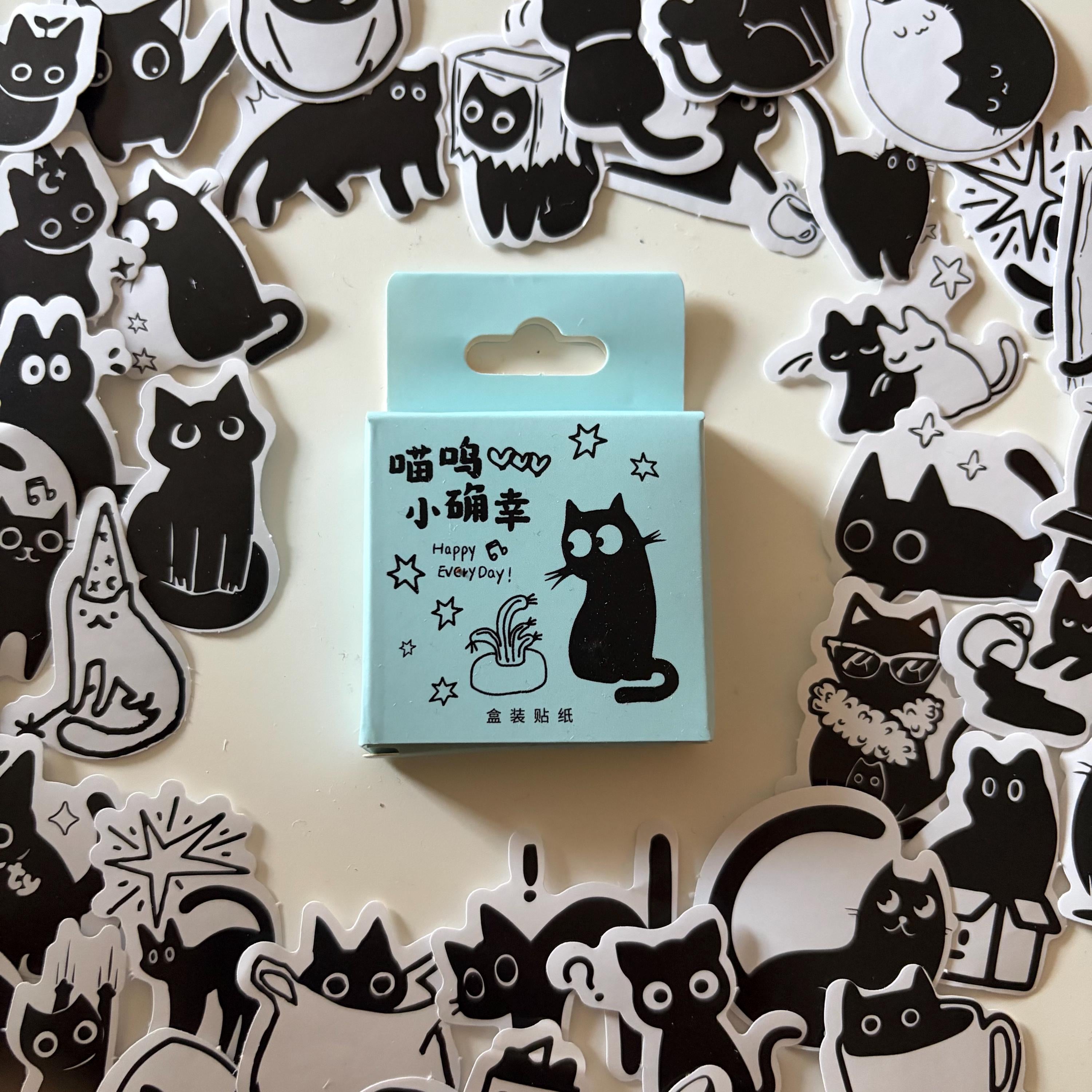 Monochrome Cats Retro Stickers