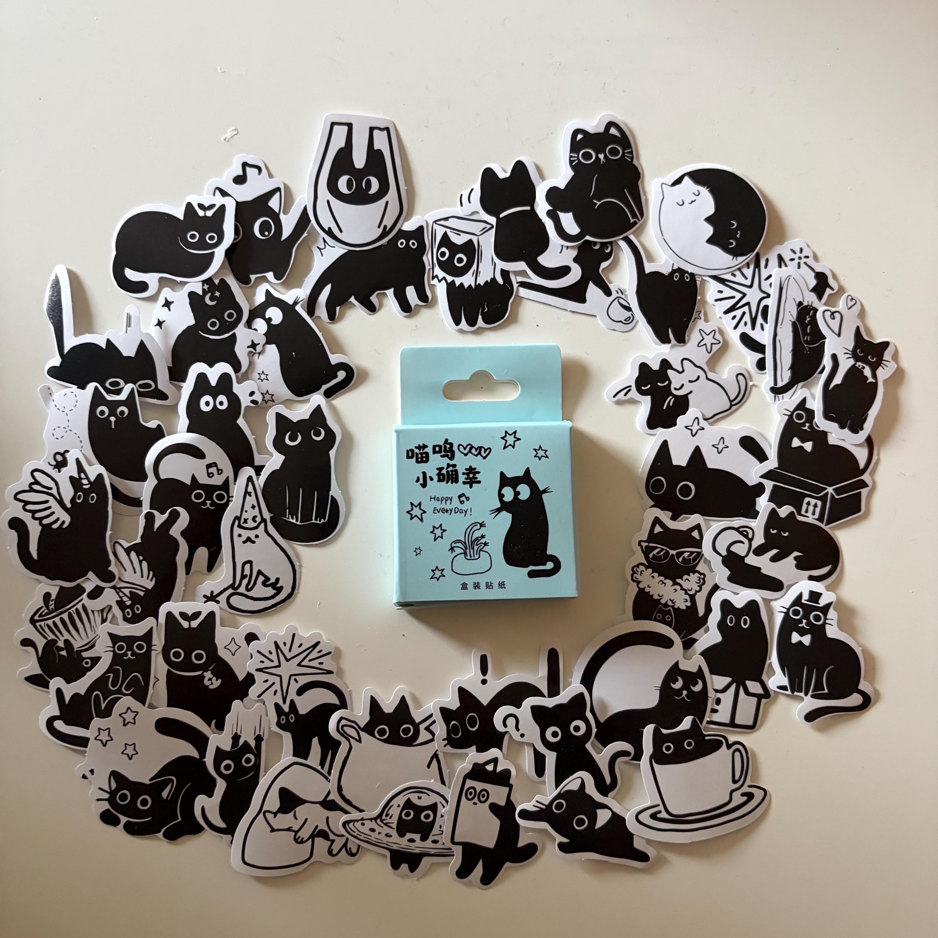 Monochrome Cats Retro Stickers
