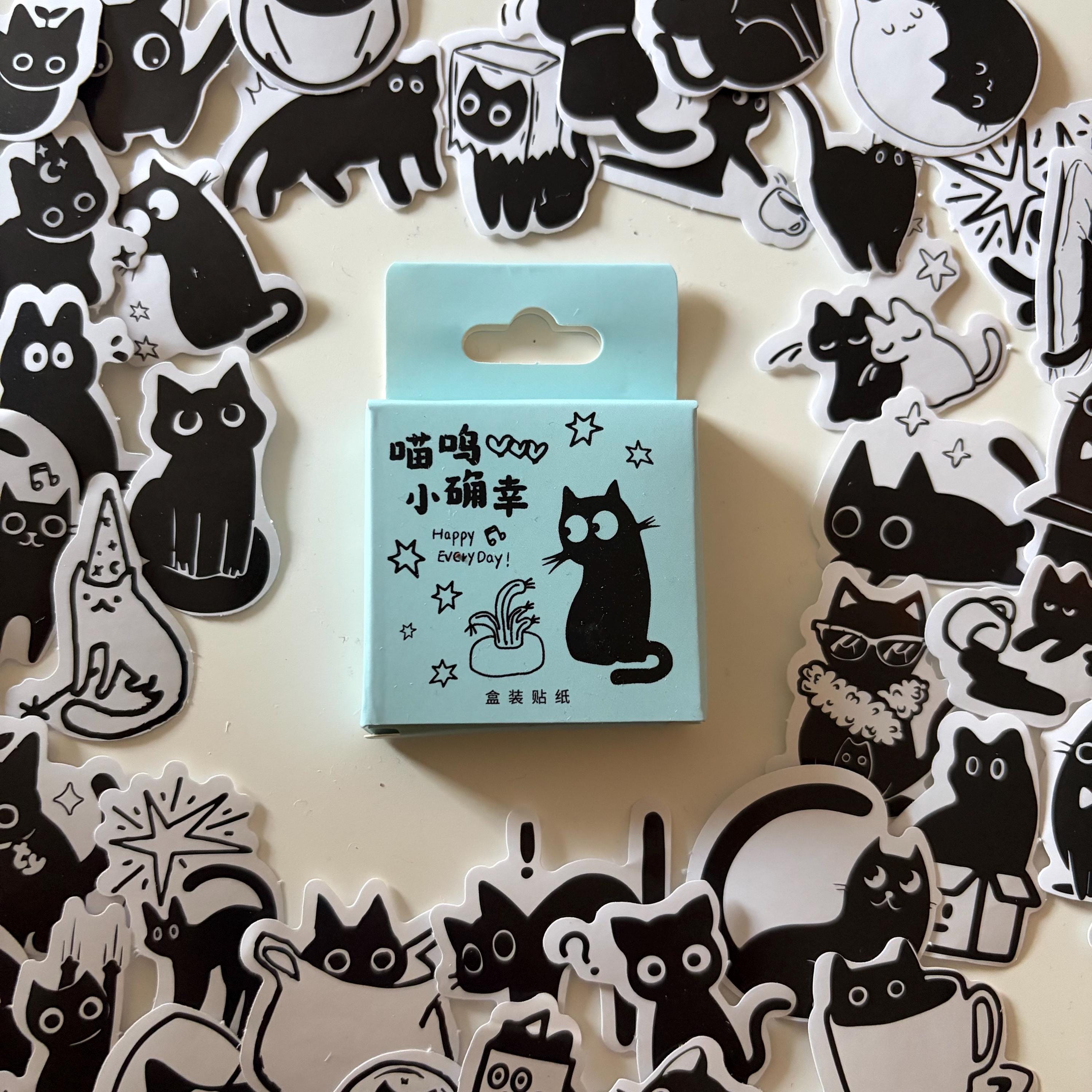 Monochrome Cats Retro Stickers