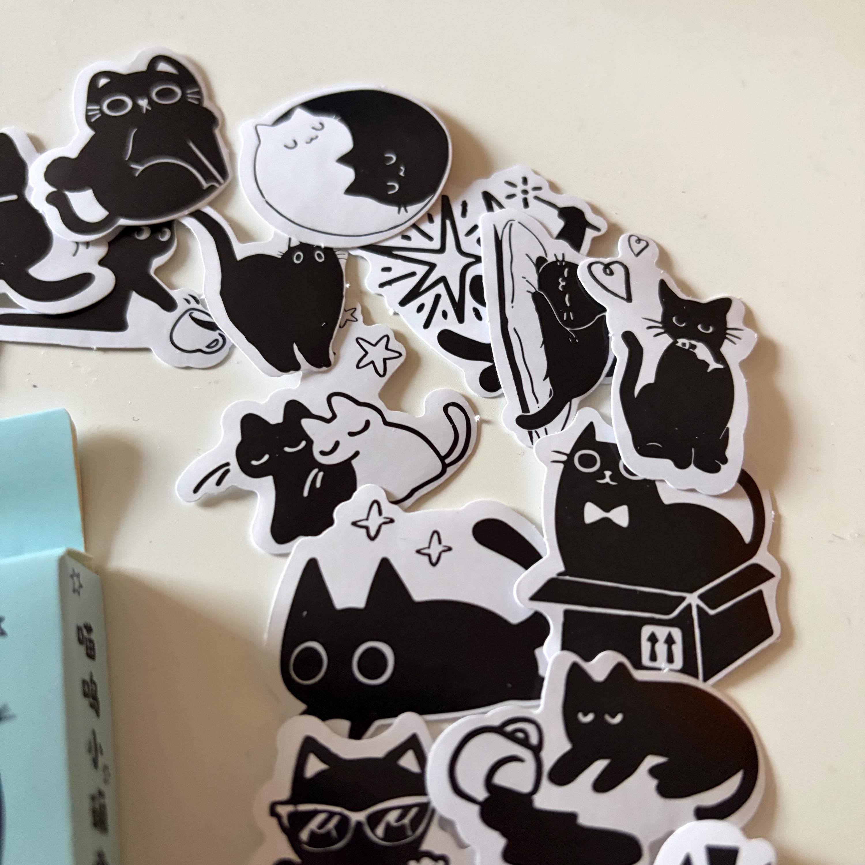 Monochrome Cats Retro Stickers