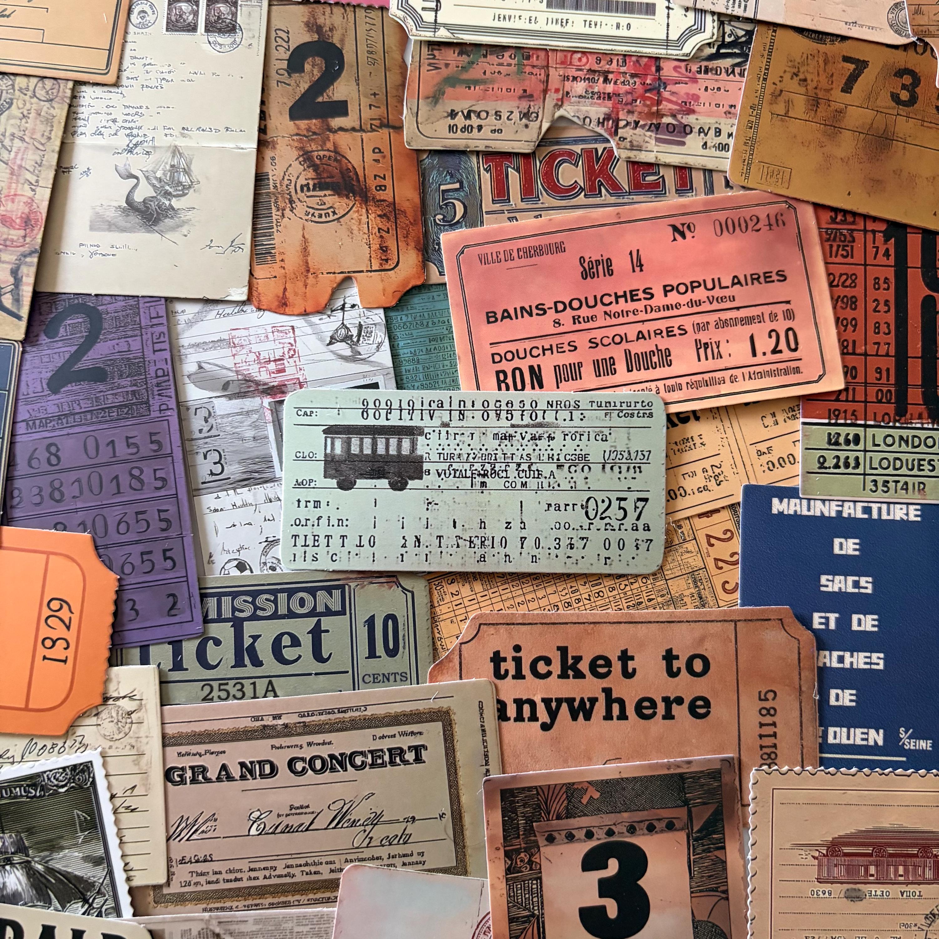 Vintage Style Ticket Stickers