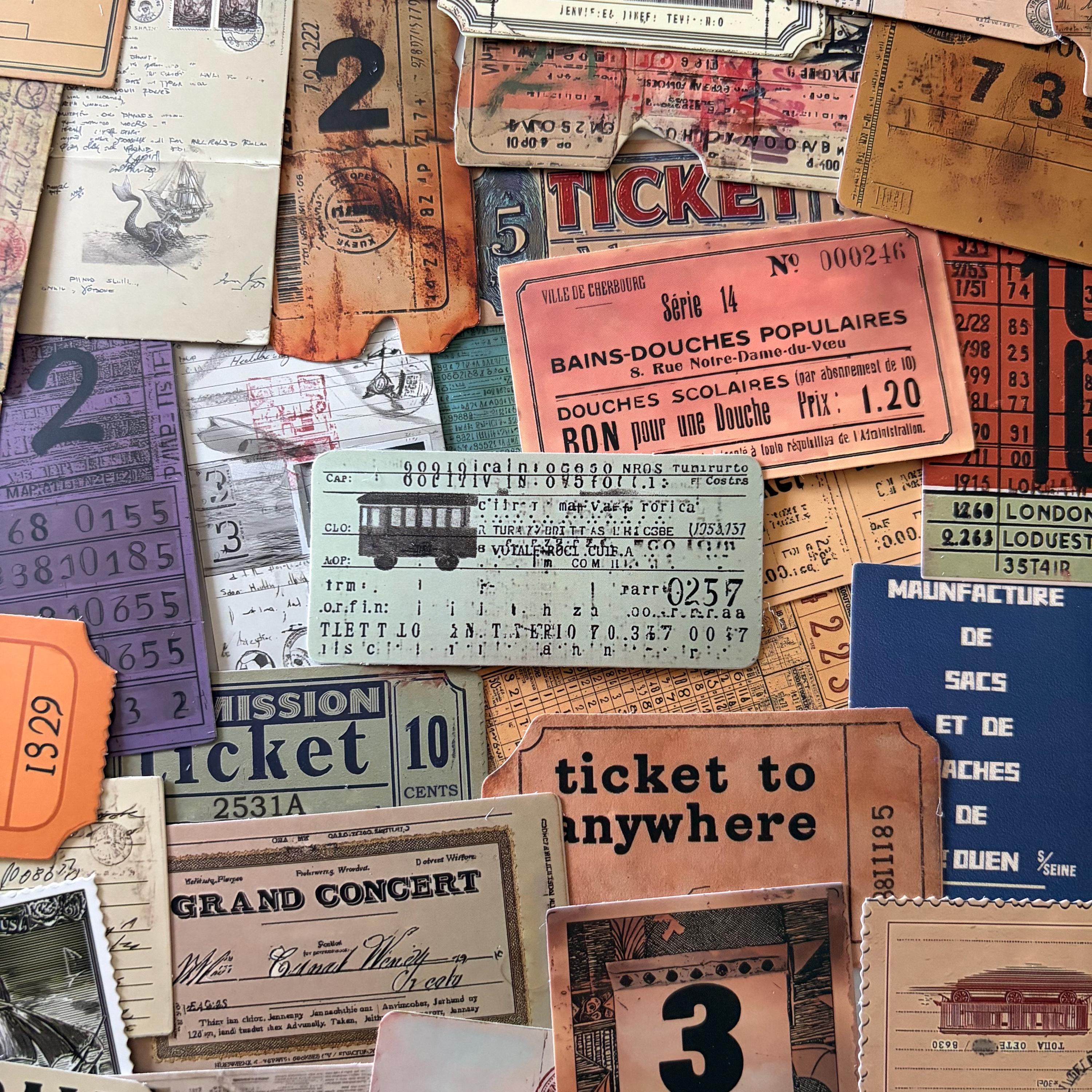 Vintage Style Ticket Stickers