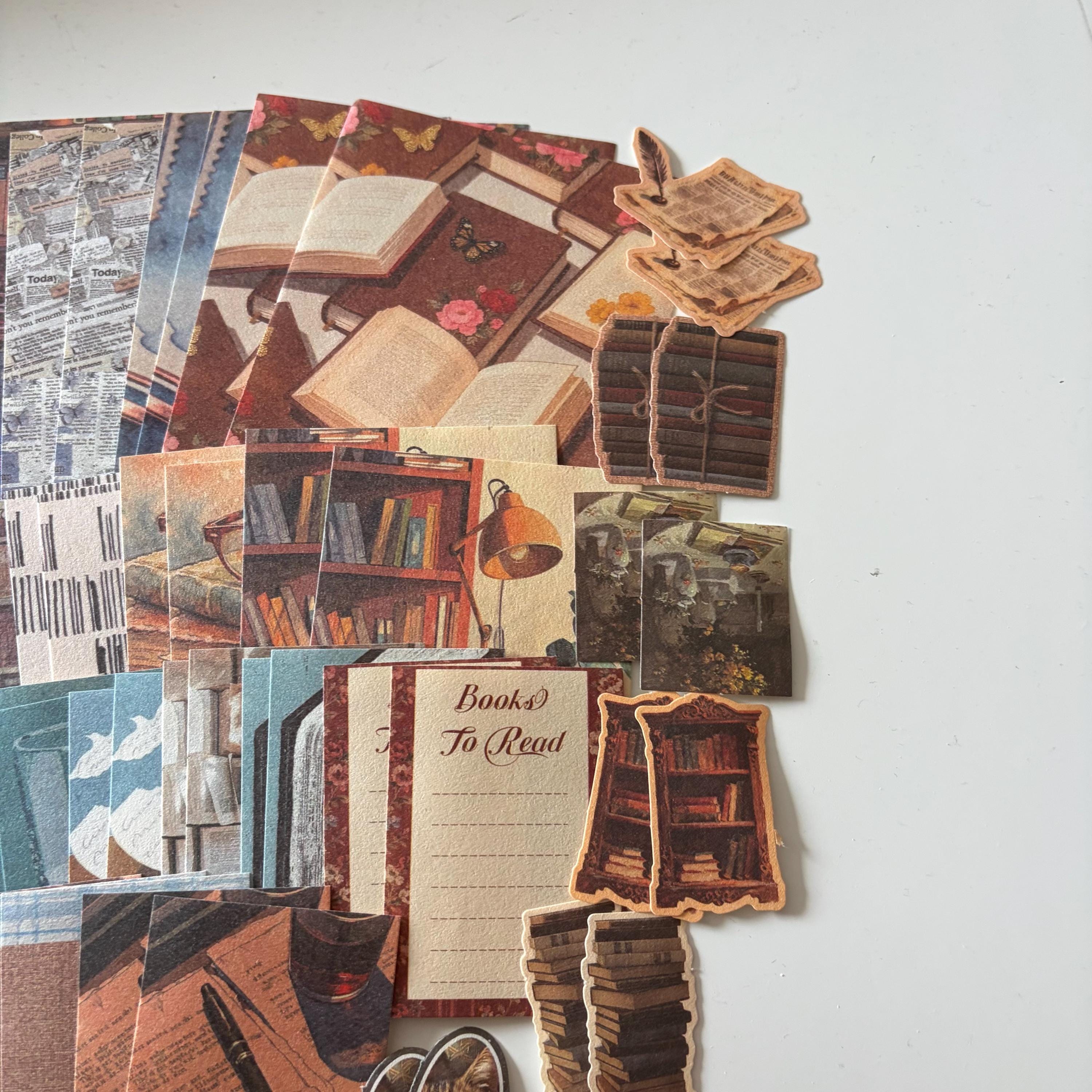 100pcs Brown Academia Reading Ephemera