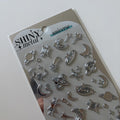 Shiny Metal Silver Heart Star Sticker Sheet MINDWAVE JAPAN