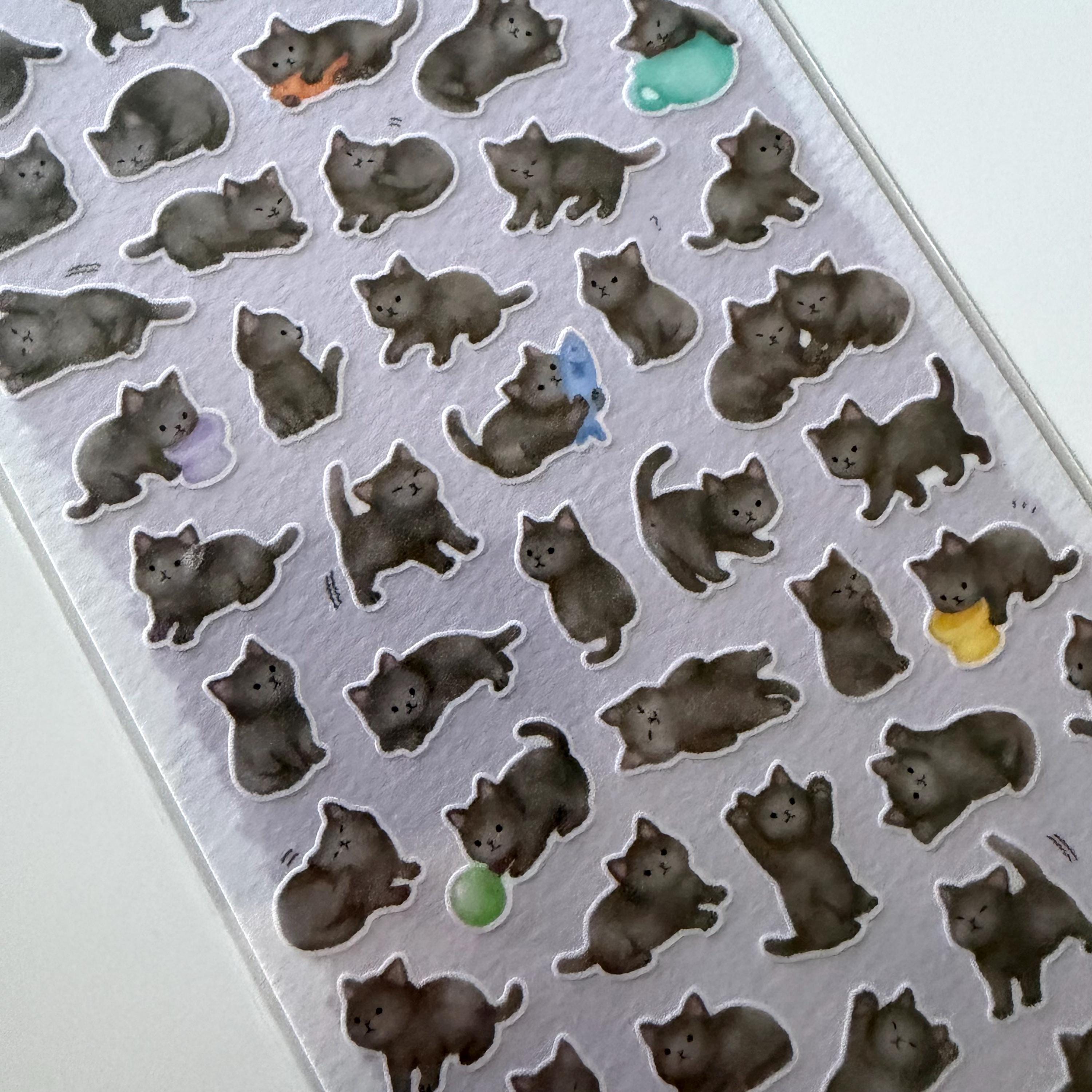 Black Cat Mame Mame Sticker Sheet | MINDWAVE Japan