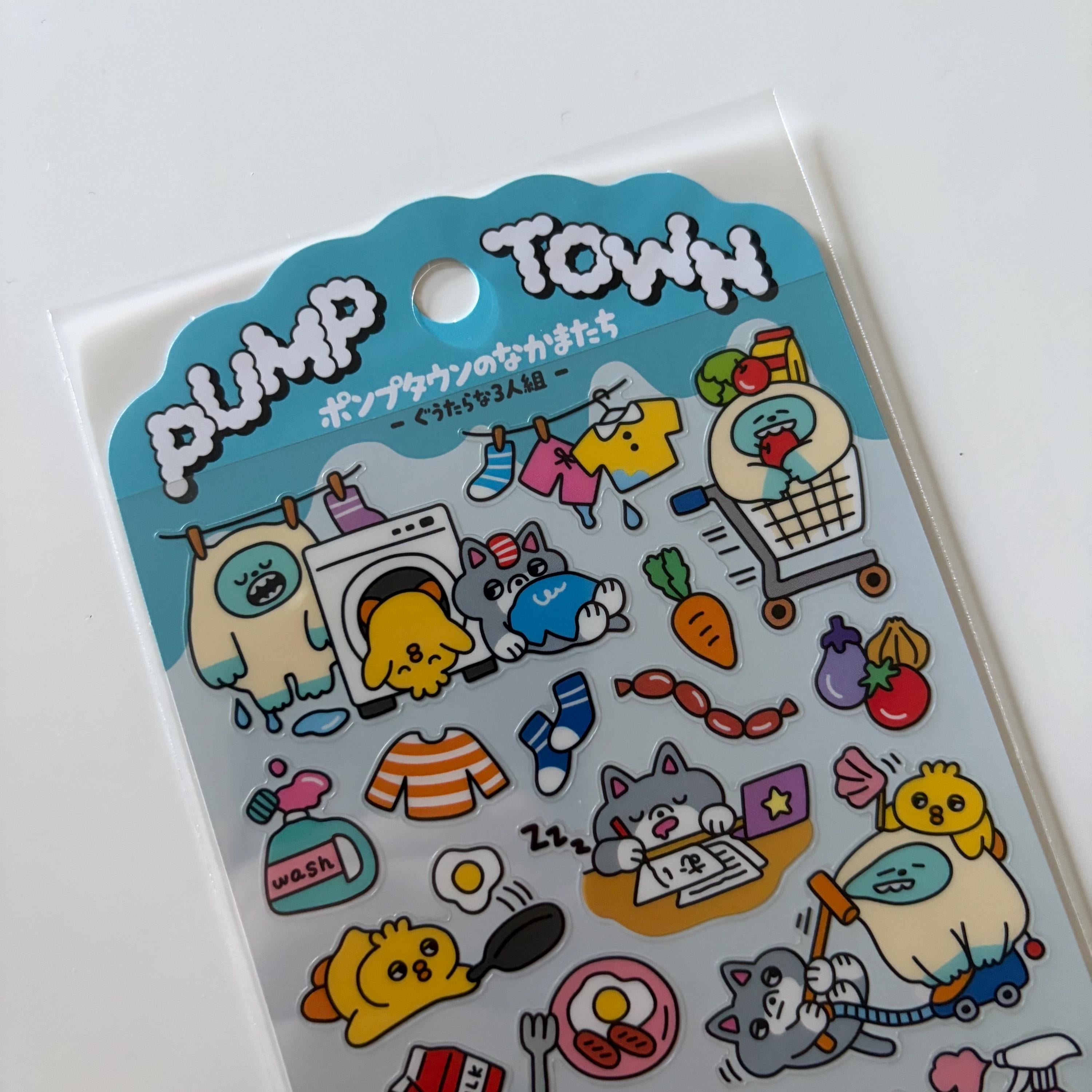 Pump Town Funny Sticker Sheet | MINDWAVE Japan