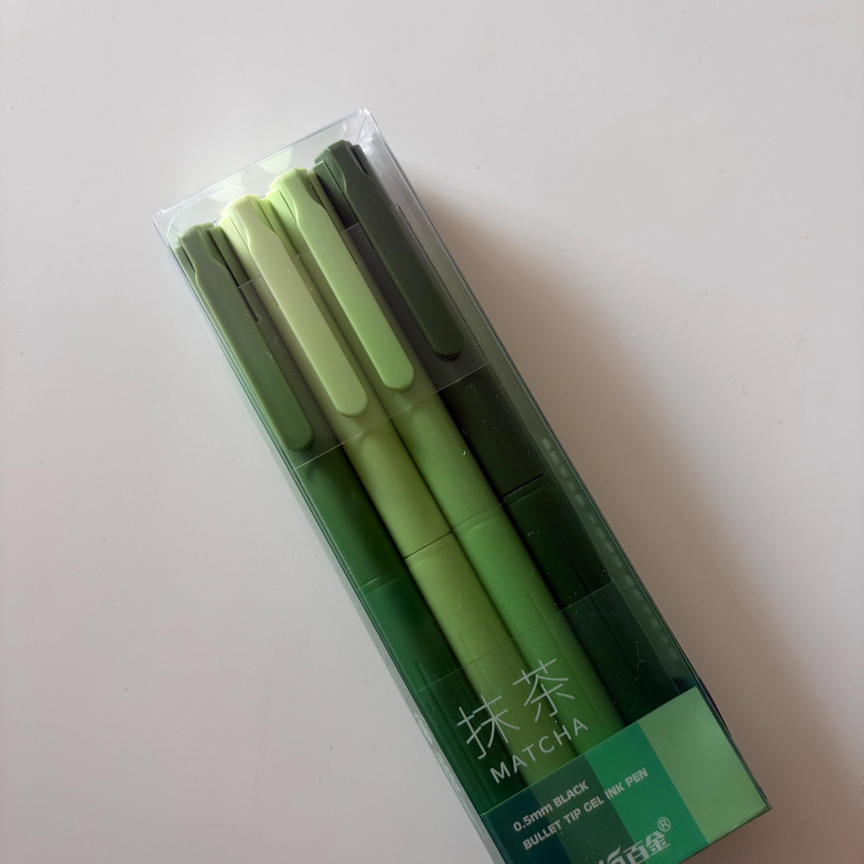 Set of 4 Matcha Green Pens Black Ink