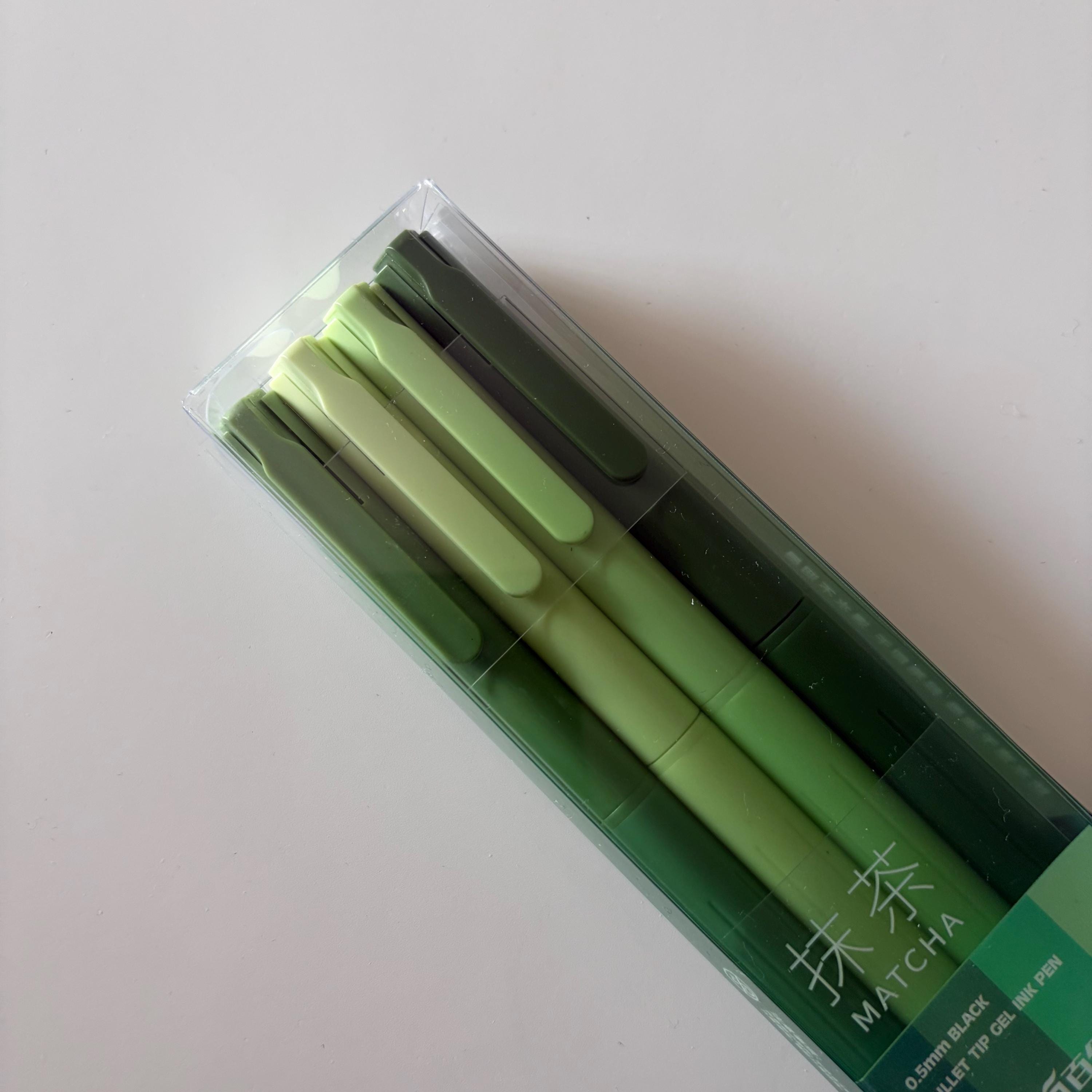 Set of 4 Matcha Green Pens Black Ink