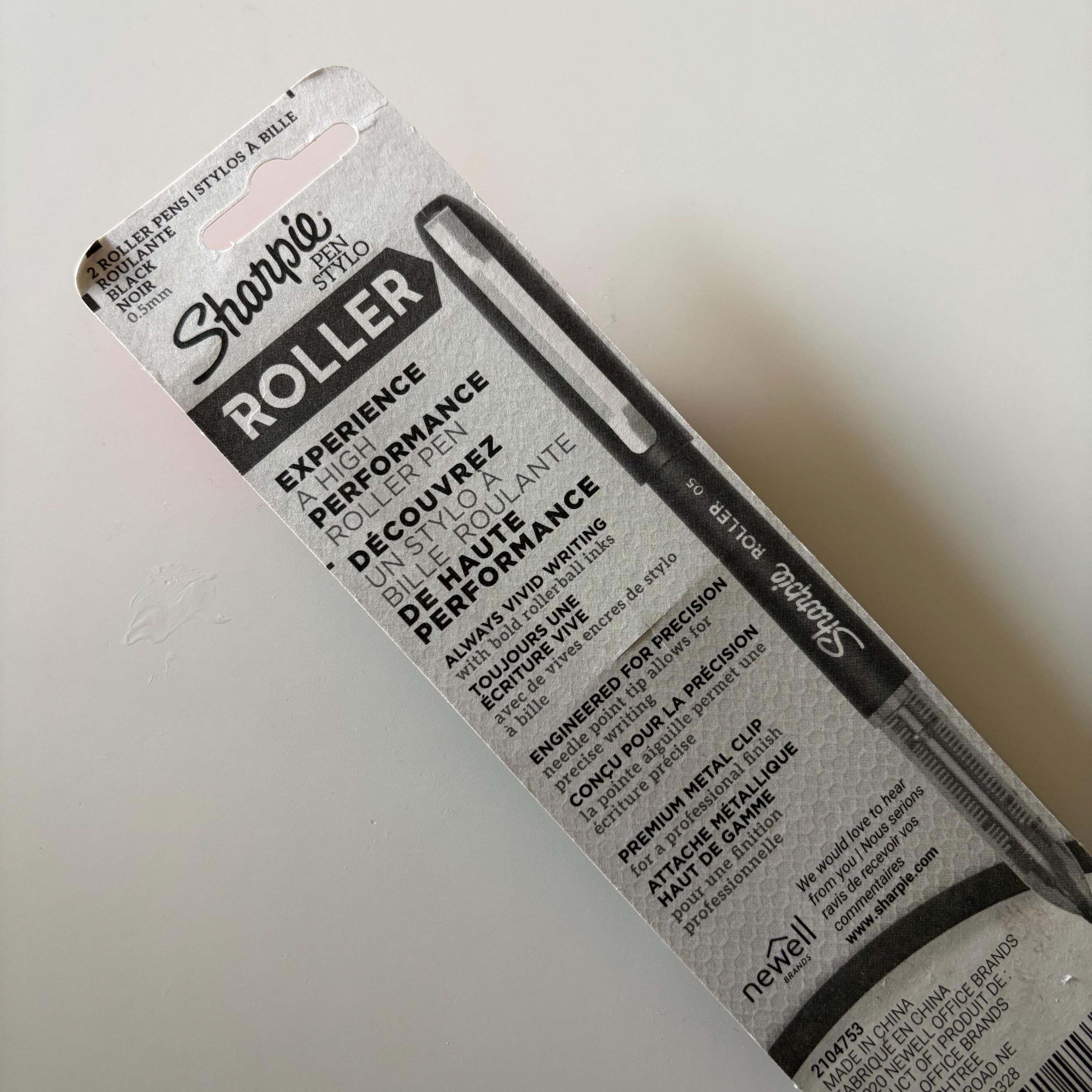 Sharpie Roller Pens 0.5mm Black Ink - 2 Pack