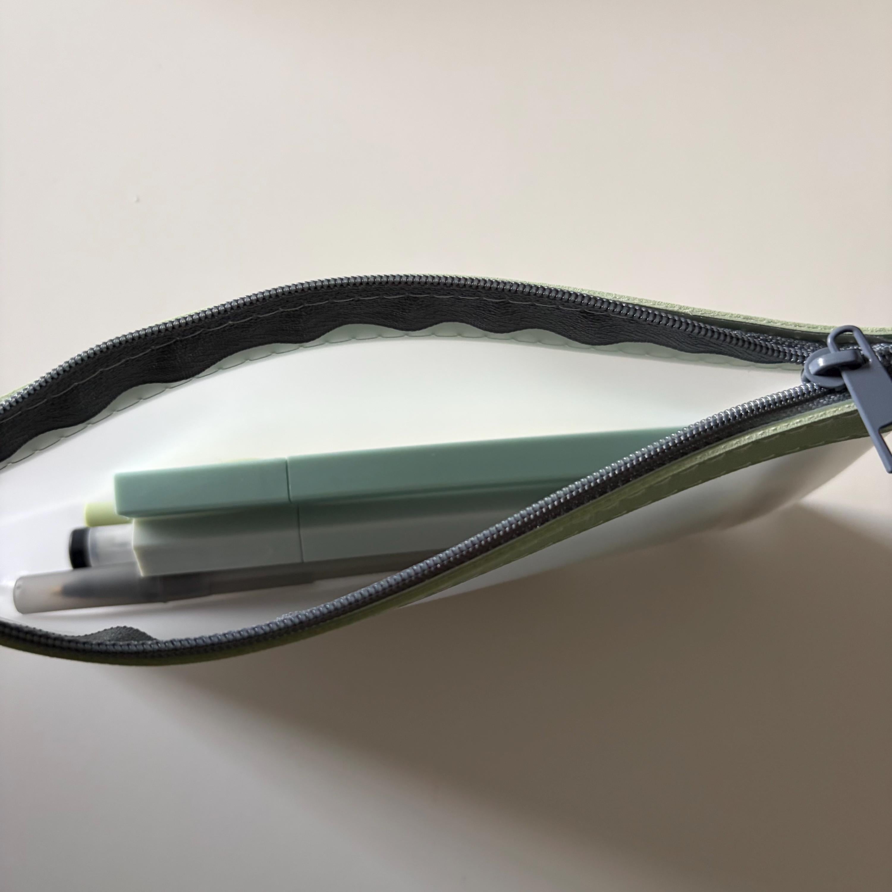 Sage Green Pencil Case - Frosted Transparent